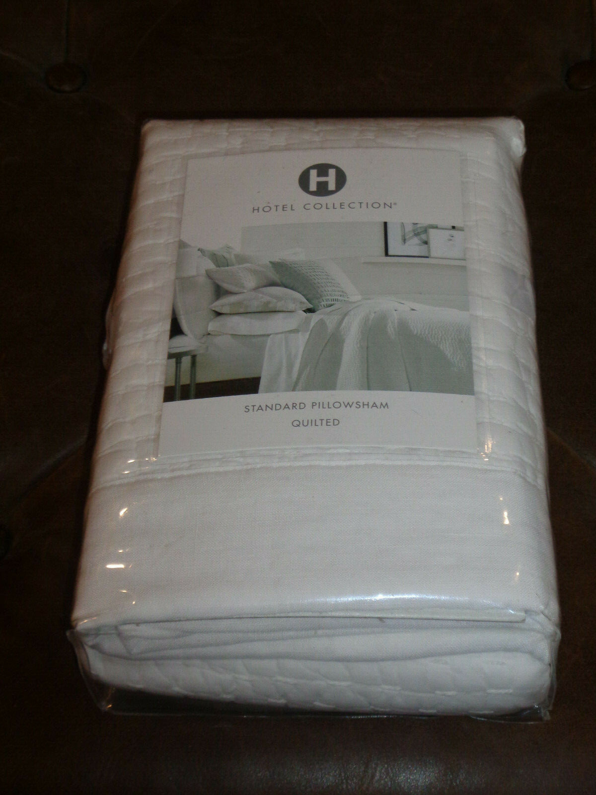 HOTEL COLLECTION BRUSHSTROKE QUILTED WHITE STANDARD PILLOW SHAM  NIP