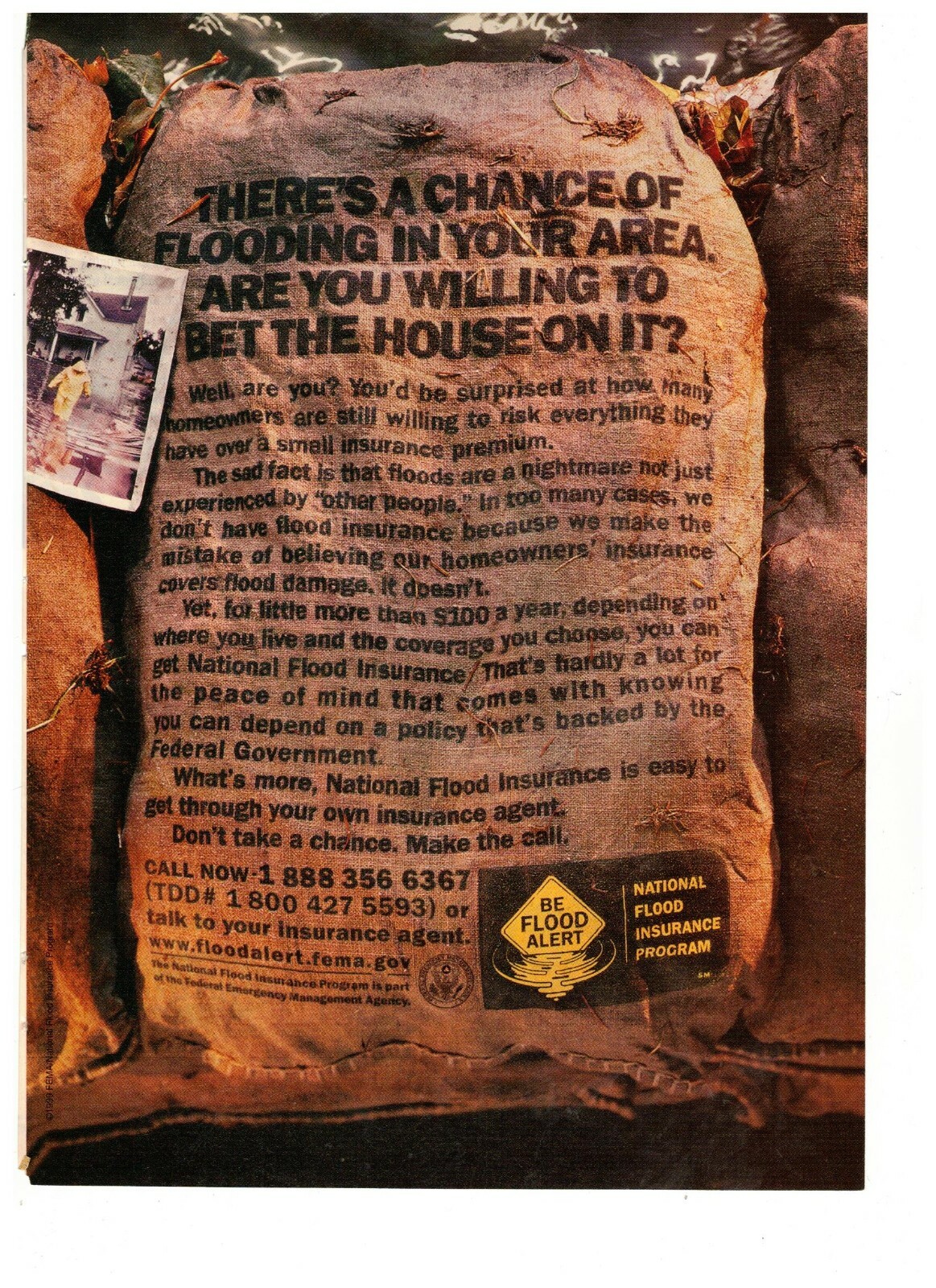 National Flood Insurance Be Flood Alert A Chance In Your Area 2006 Print Ad