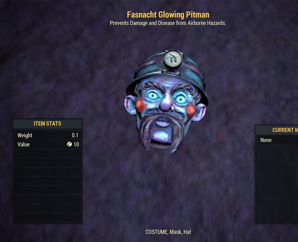 (Xbox/PC) NEW Fasnacht Glowing Pitman Mask