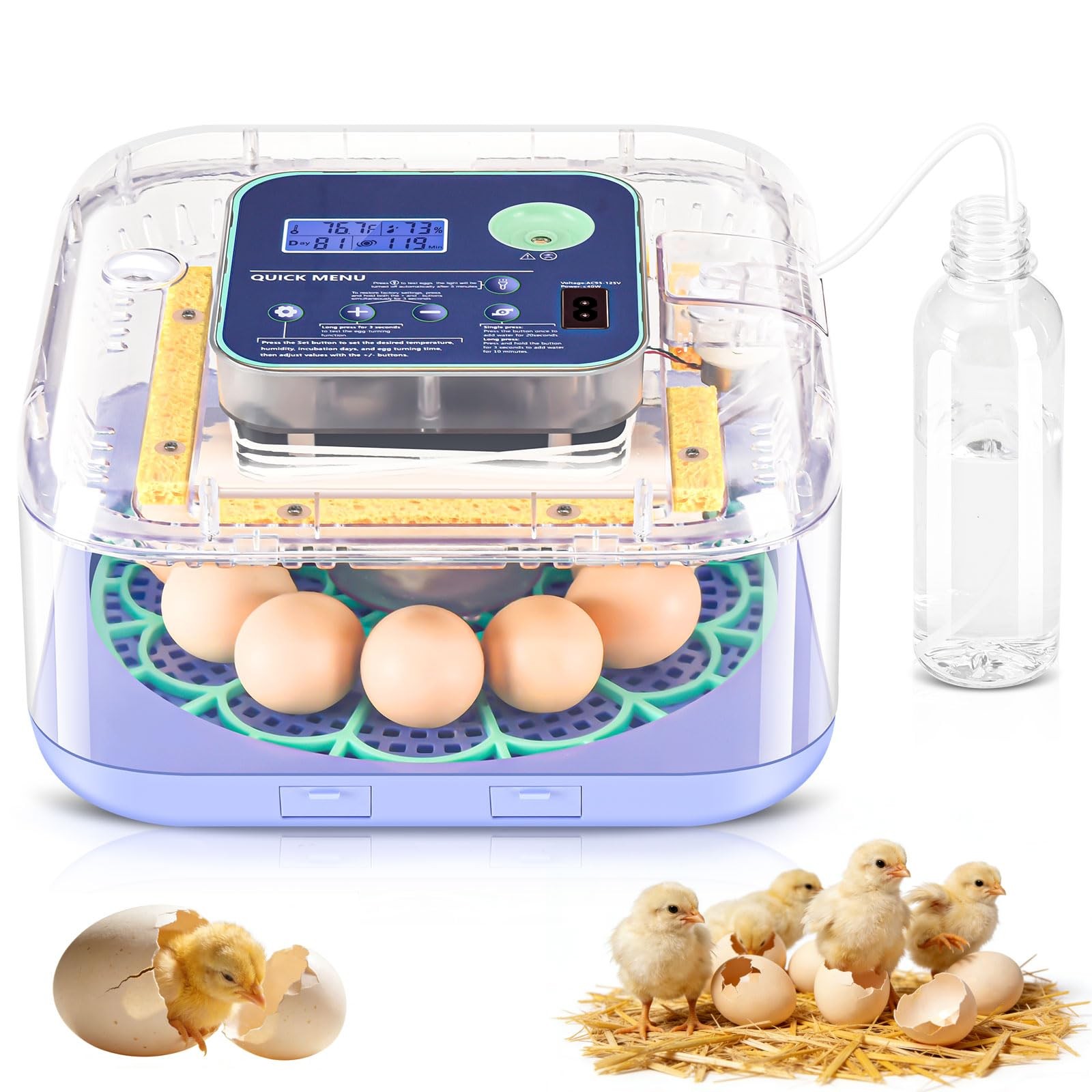 Incubators for Hatching Eggs, Smart Egg Incubator with Humidity & Temp Contro...