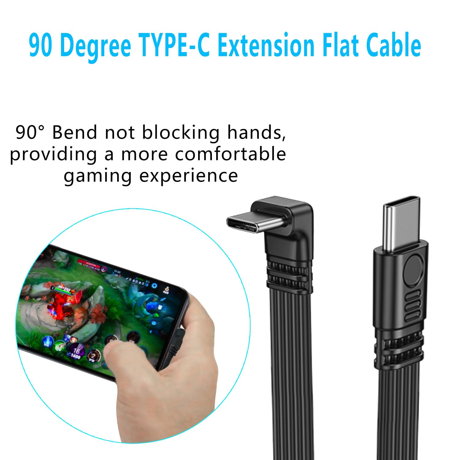 Short 90 Degree USB Type C 2.0 Flat Cable,Pd 65W USB C 2.0 Fast Charge Cable,Sho