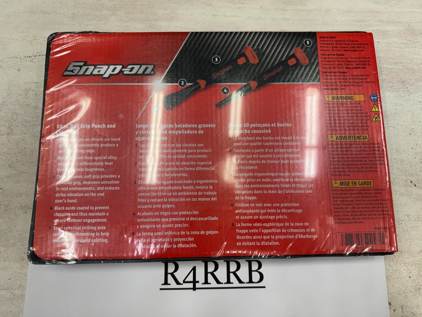 Snap-on Tools NEW RED 10 Piece Soft Grip Punch and Chisel Set PPCSG710R