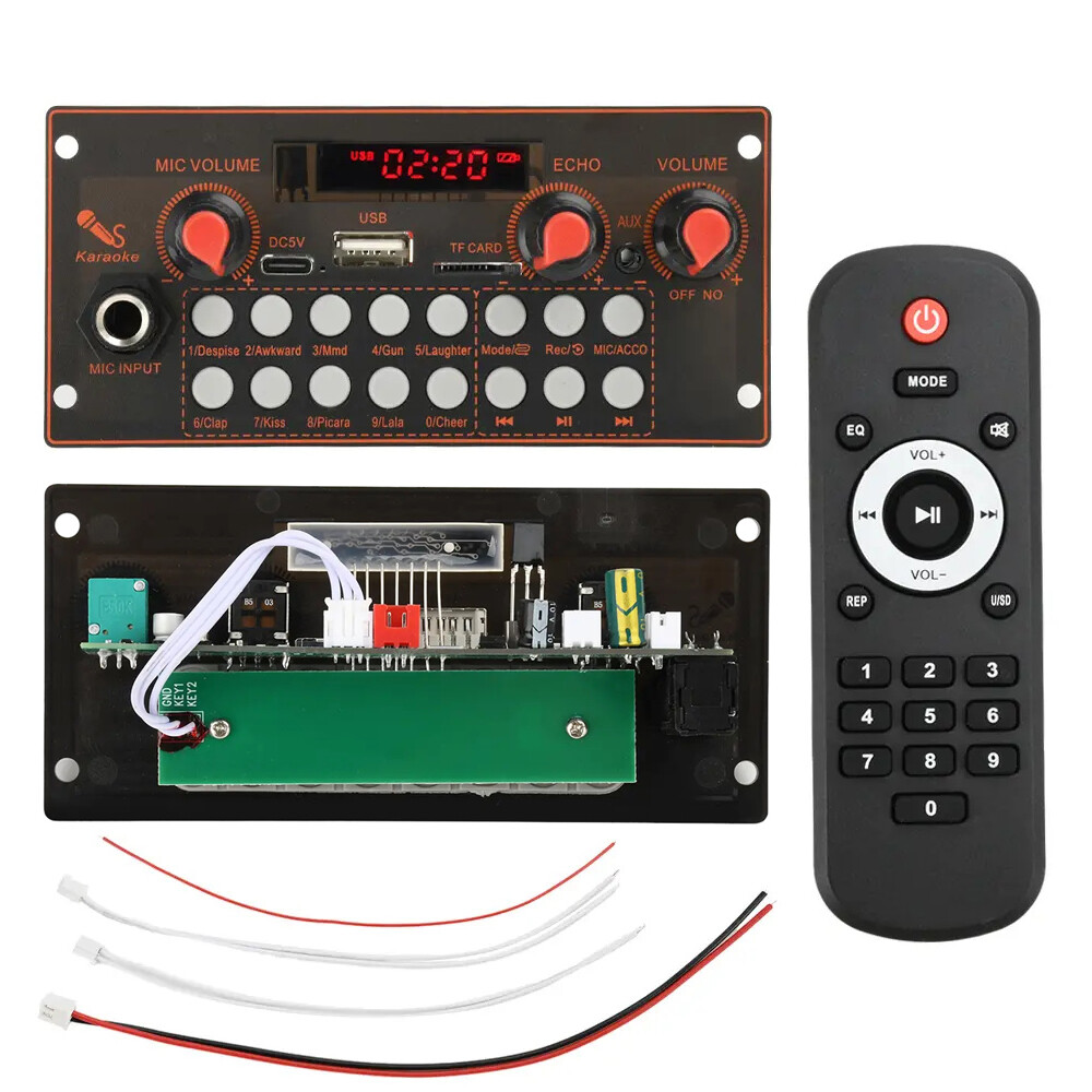 DC5V MP3 Bluetooth Decoder Board Audio Module with Microphone Function 10W+10W