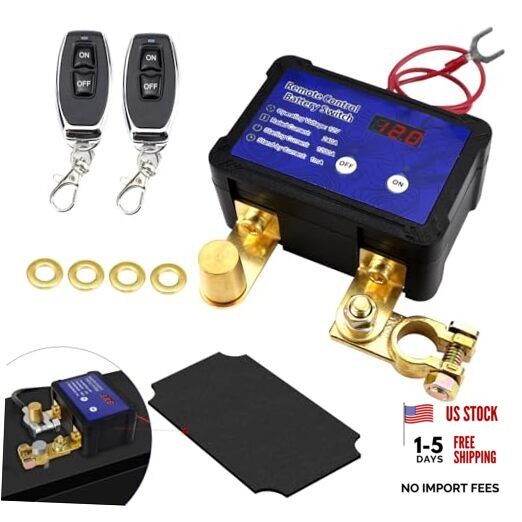 240A Remote Battery Disconnect Switch, 12V DC Voltmeter, RV Side Post Battery