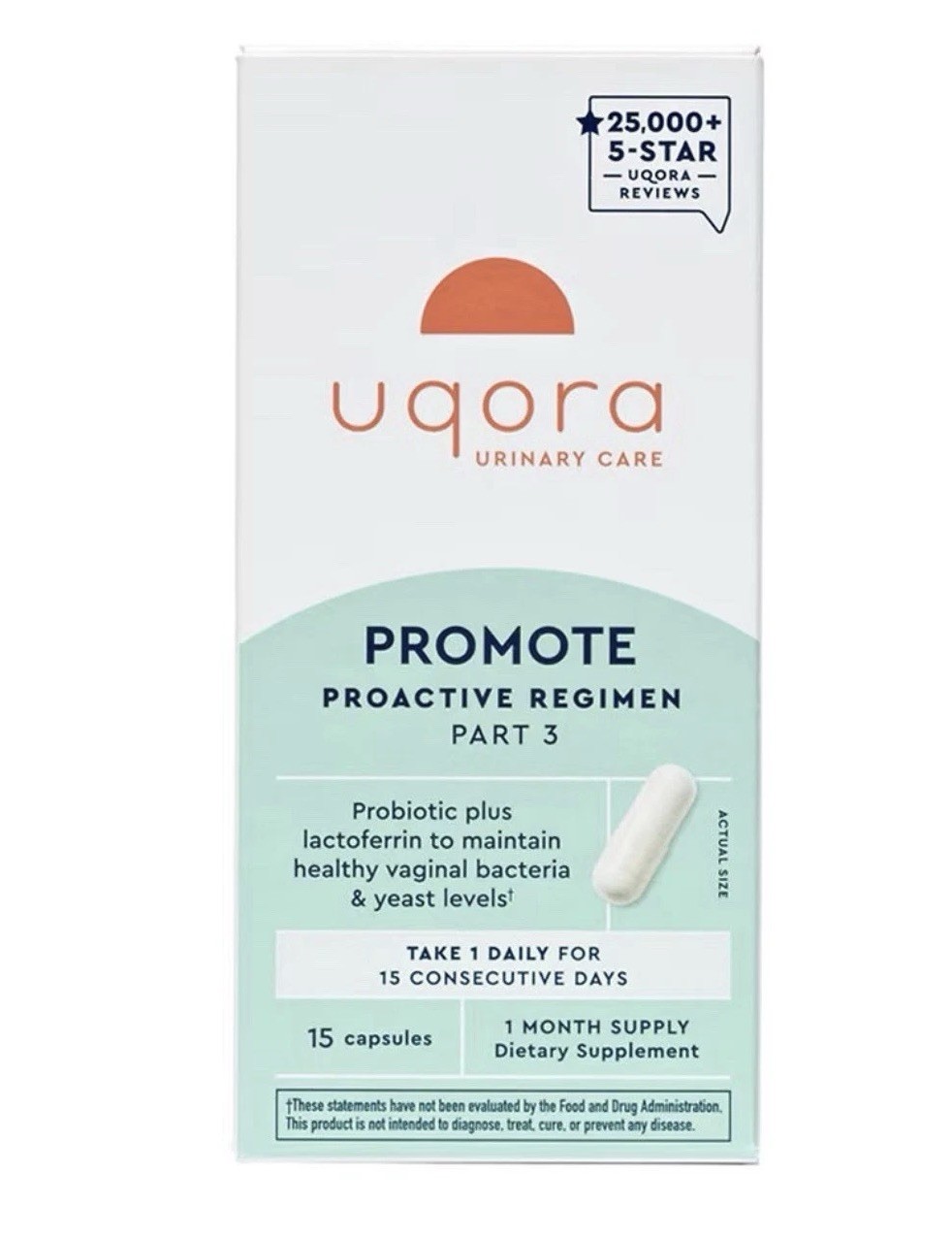 New Uqora Promote 3 Dietary Supplement 15 Capsules Exp 5/2026 Urinary Care