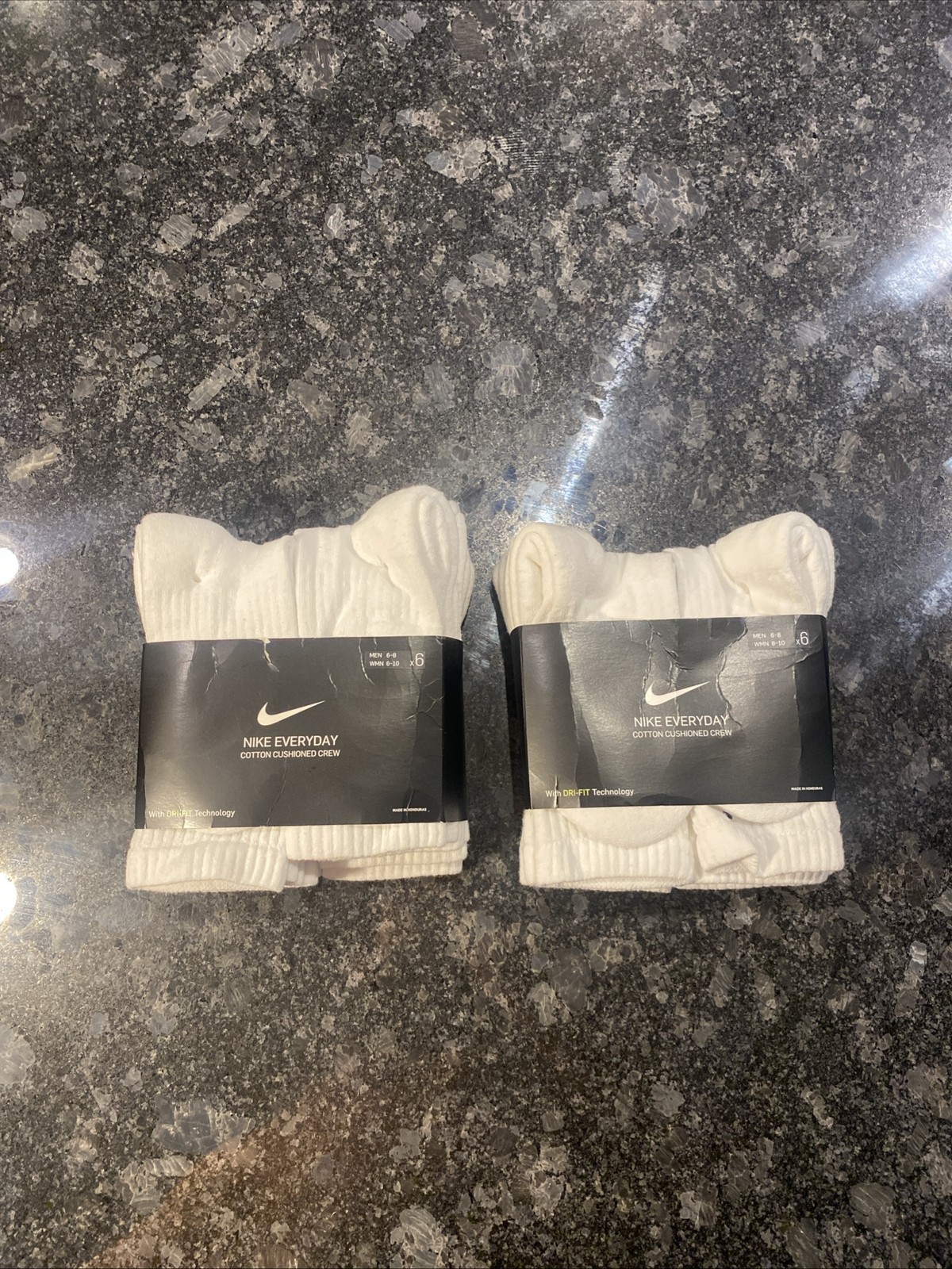 Lot of 2x Nike Everyday Cotton Cushioned Crew Dri-Fit Socks Sz M 12 Pairs