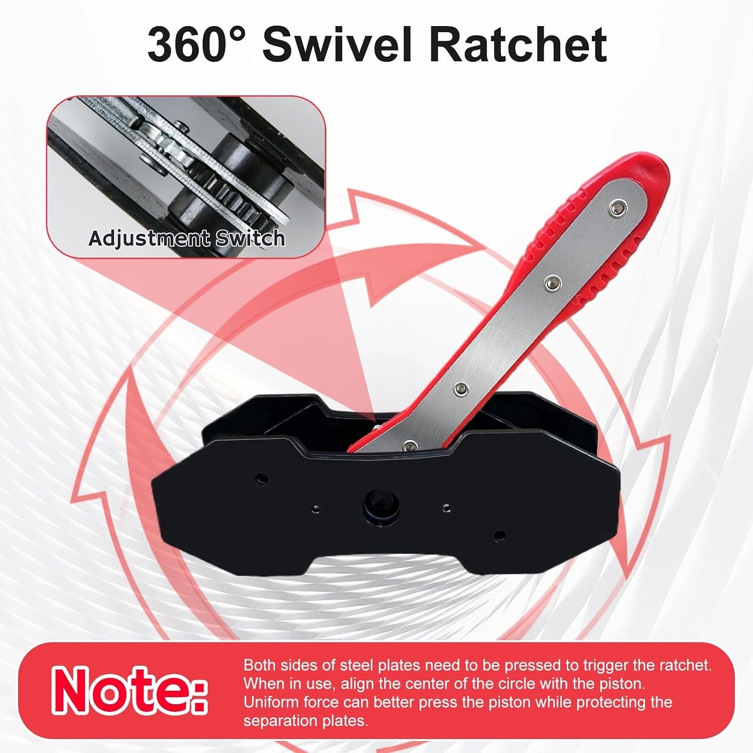 Brake Caliper Piston Compression Tool Kit with 360° Ratchet, Red | 4 Hooks & ...