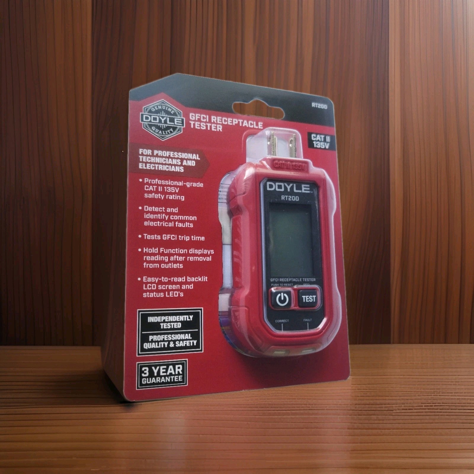 Doyle GFCI Receptacle Tester With Backlit Lcd Screen