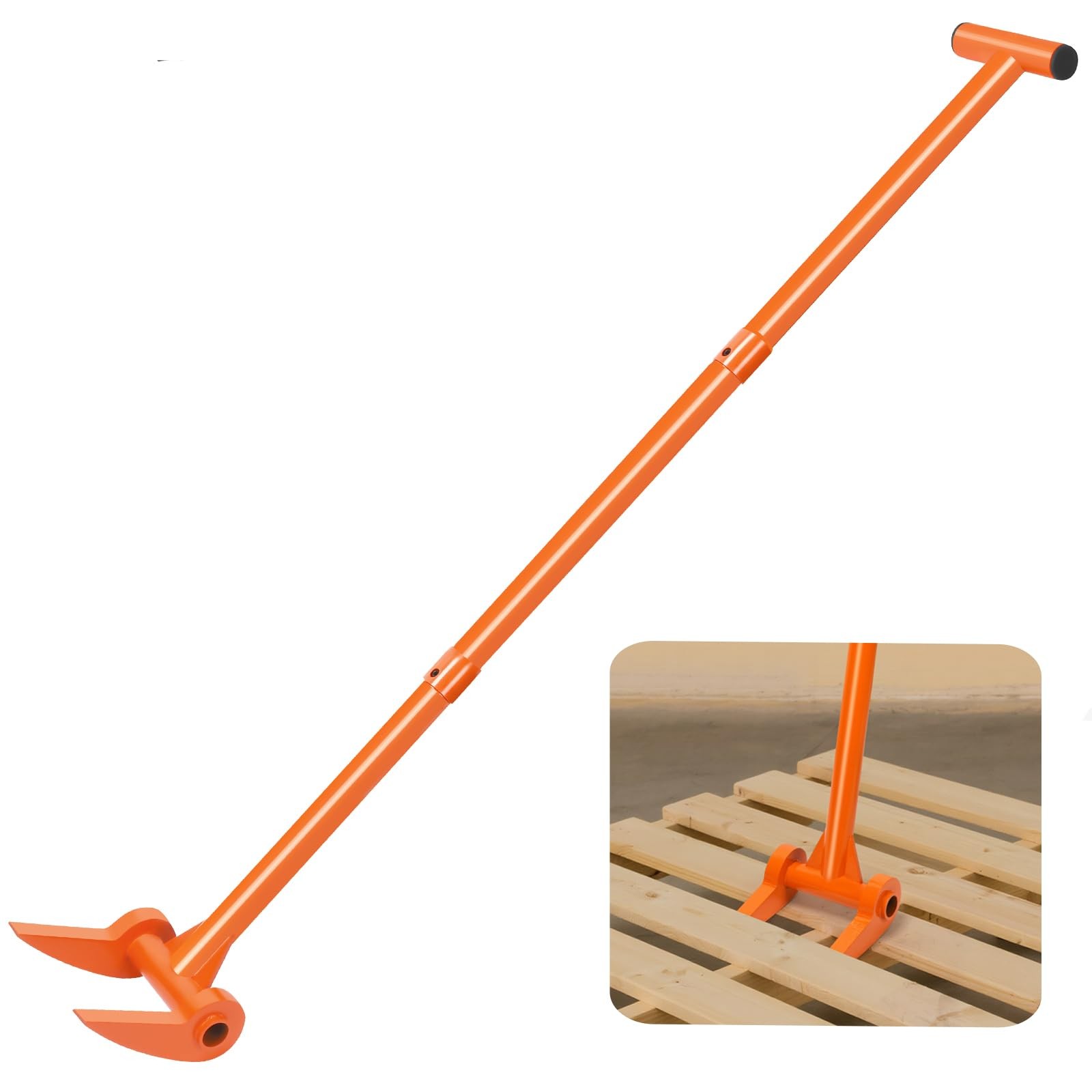 48" Pallet Buster, 110 Degree Decking Pry Bar, Heavy Duty Carbon Steel Deck B...