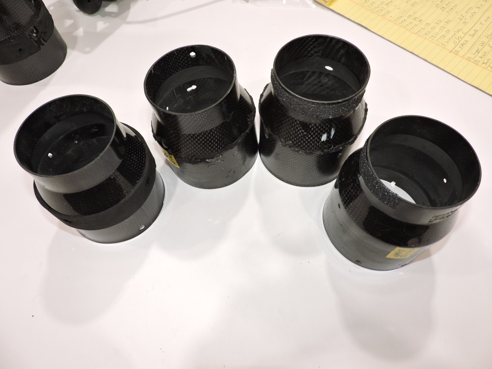 (4) Carbon Fiber 3.75" to 3" fan housings Late Model Nascar