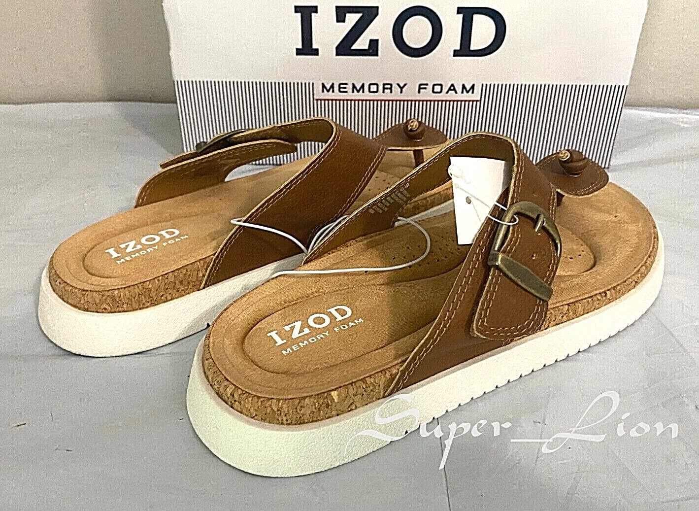 NEW IZOD Women's Charcy Adjustable Strap Memory Foam Sandal - SIZE 6, 7, 8 BROWN