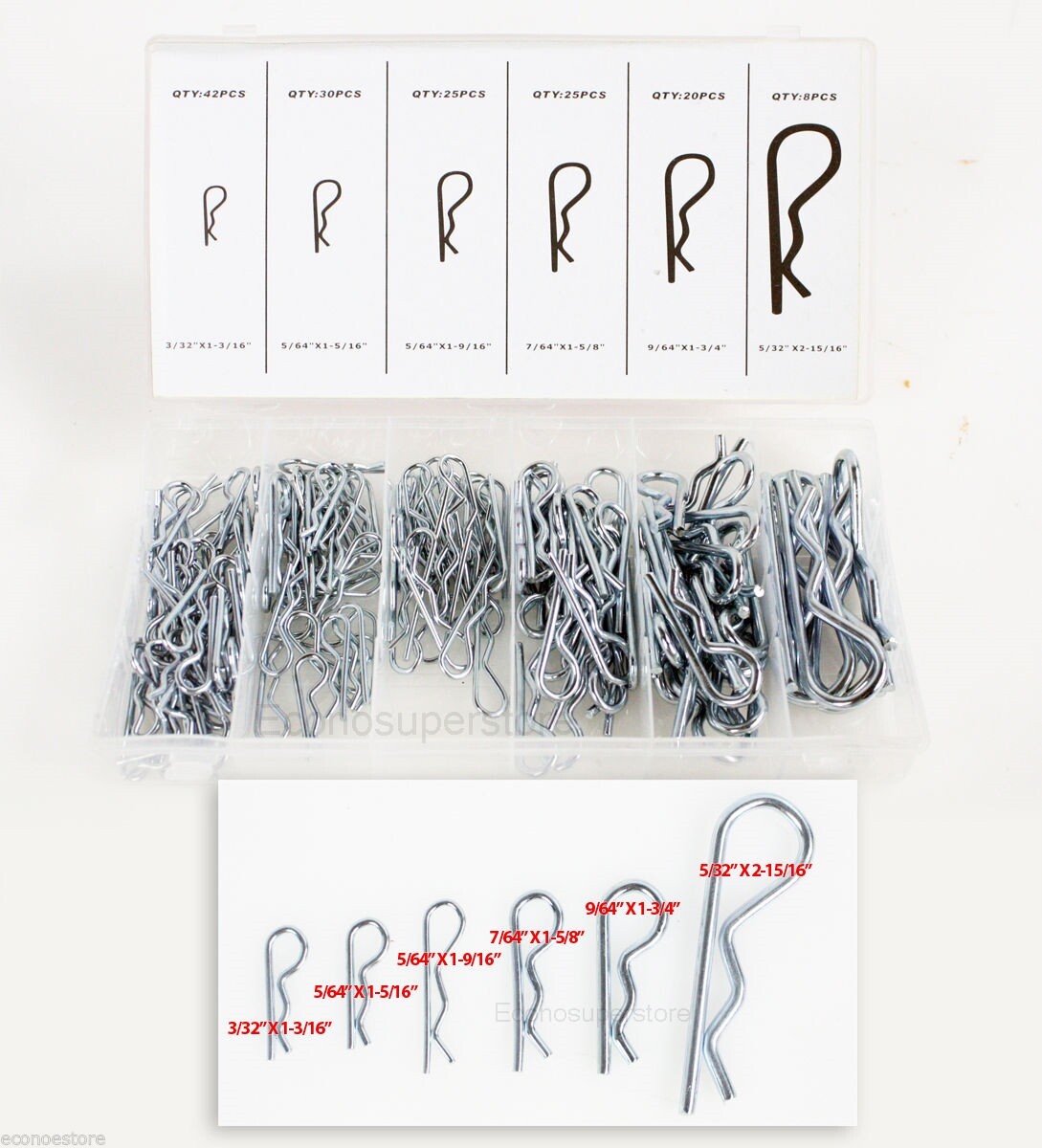 150 PCS Hair Pin Assortment Tool Kit Set Trailer Hitch Pin Tool Box