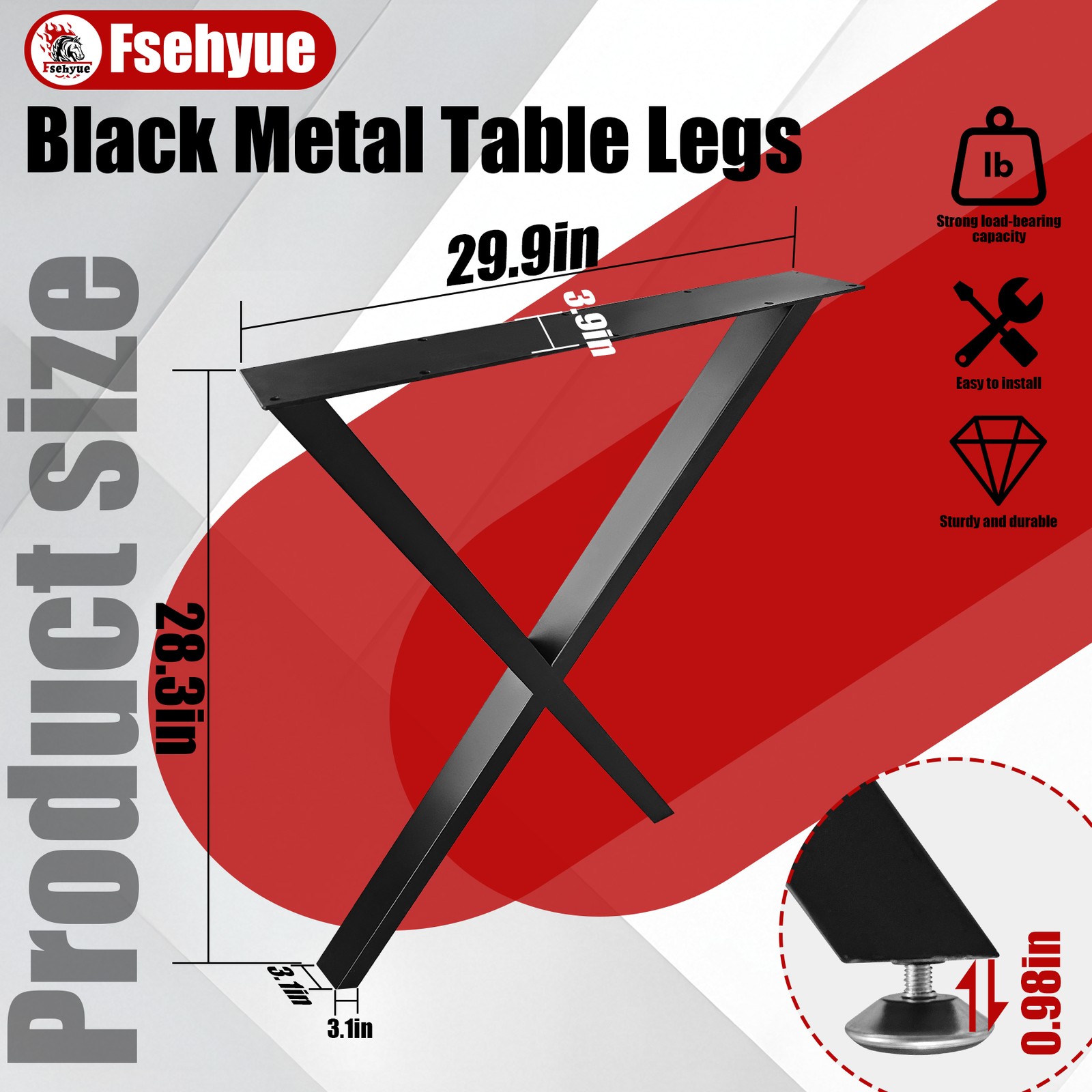28x20 Inch Srehloe X Frame Table Legs Set of 2 Heavy Duty for Office Diningl