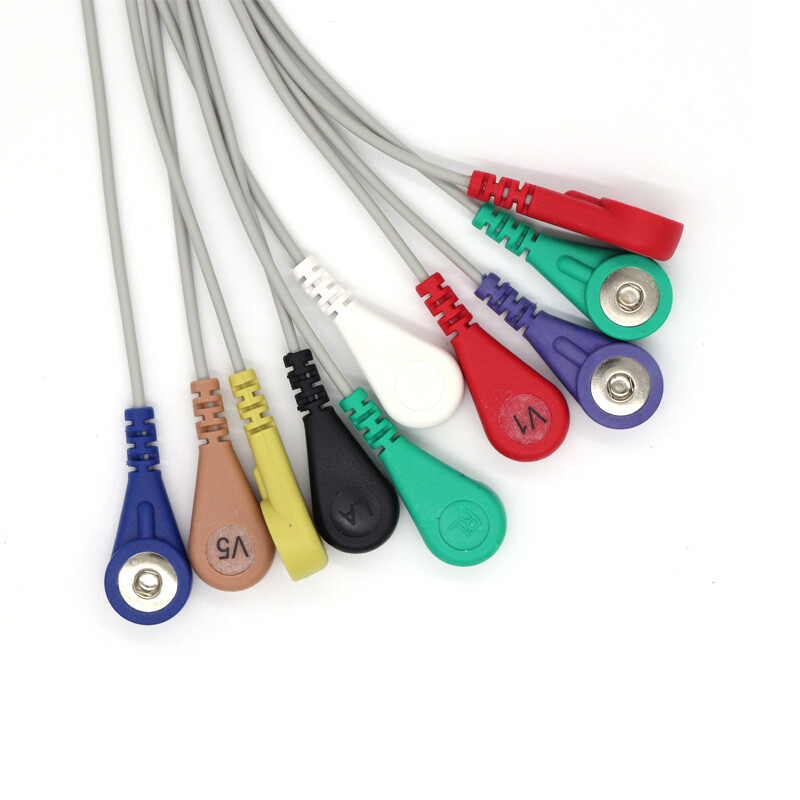 Din 1.5mm 10-lead snap Type ECG/EKG TPU Cable With Leadwire For Patient Monitor