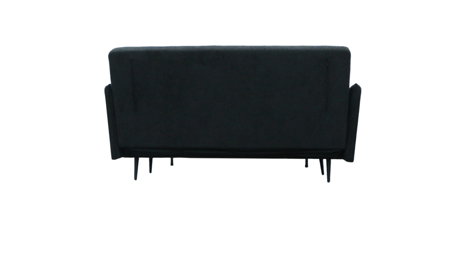 61"W Black Fabric Convertible Loveseat Sleeper with Pillows