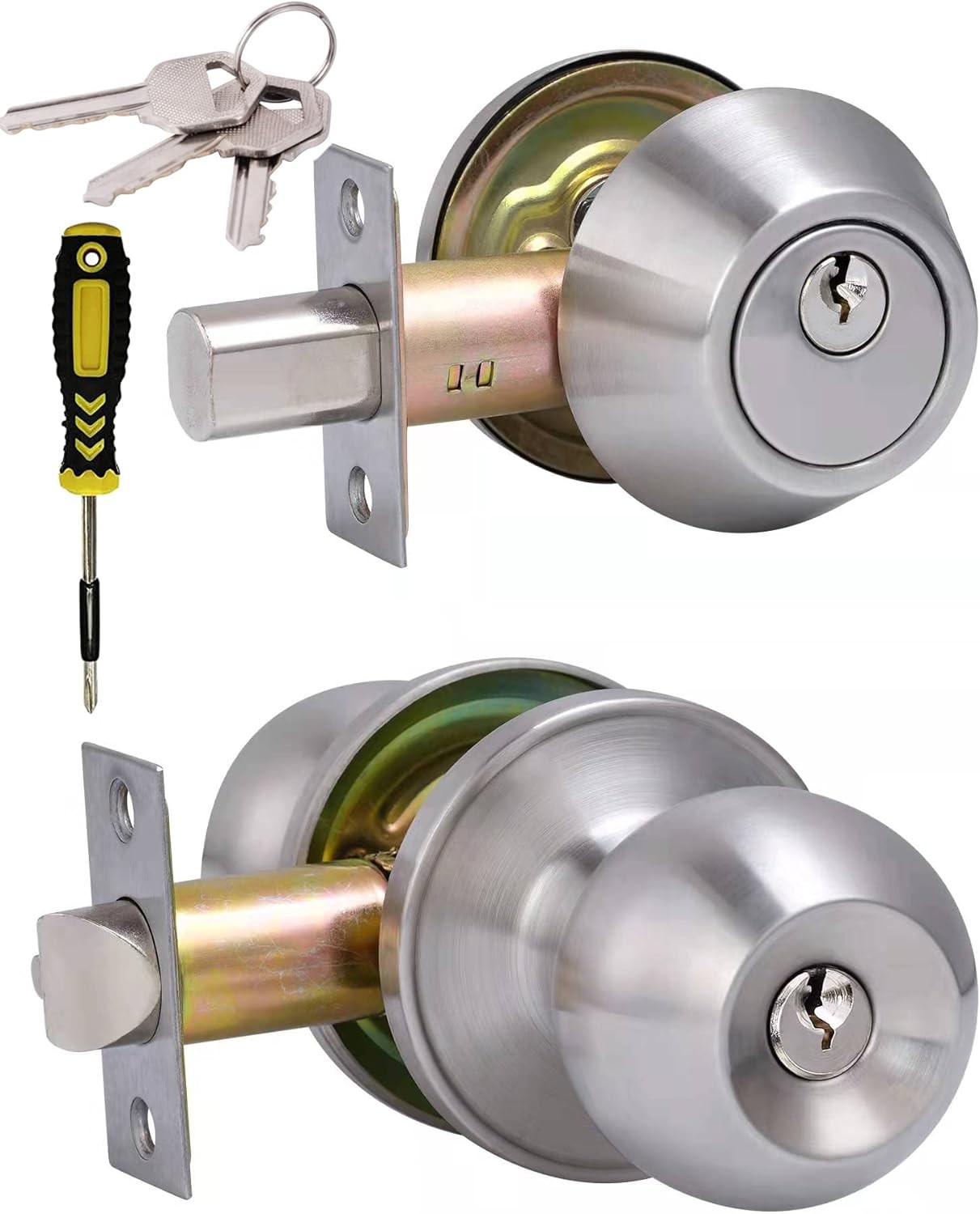 All Keyed Same Entry Door Knob and 1 Pack, Deadbolt Lockset-Keyed Alike