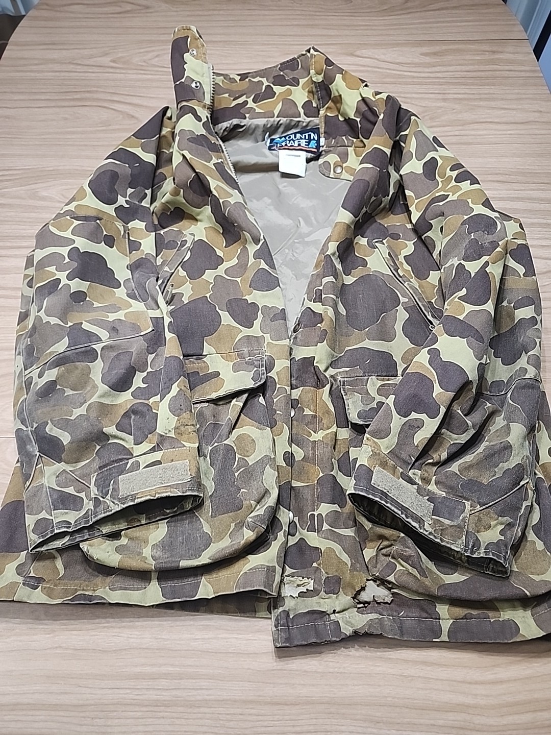 Vintage Mountain Prairie Duck Hunting Jacket Camo Large See Description