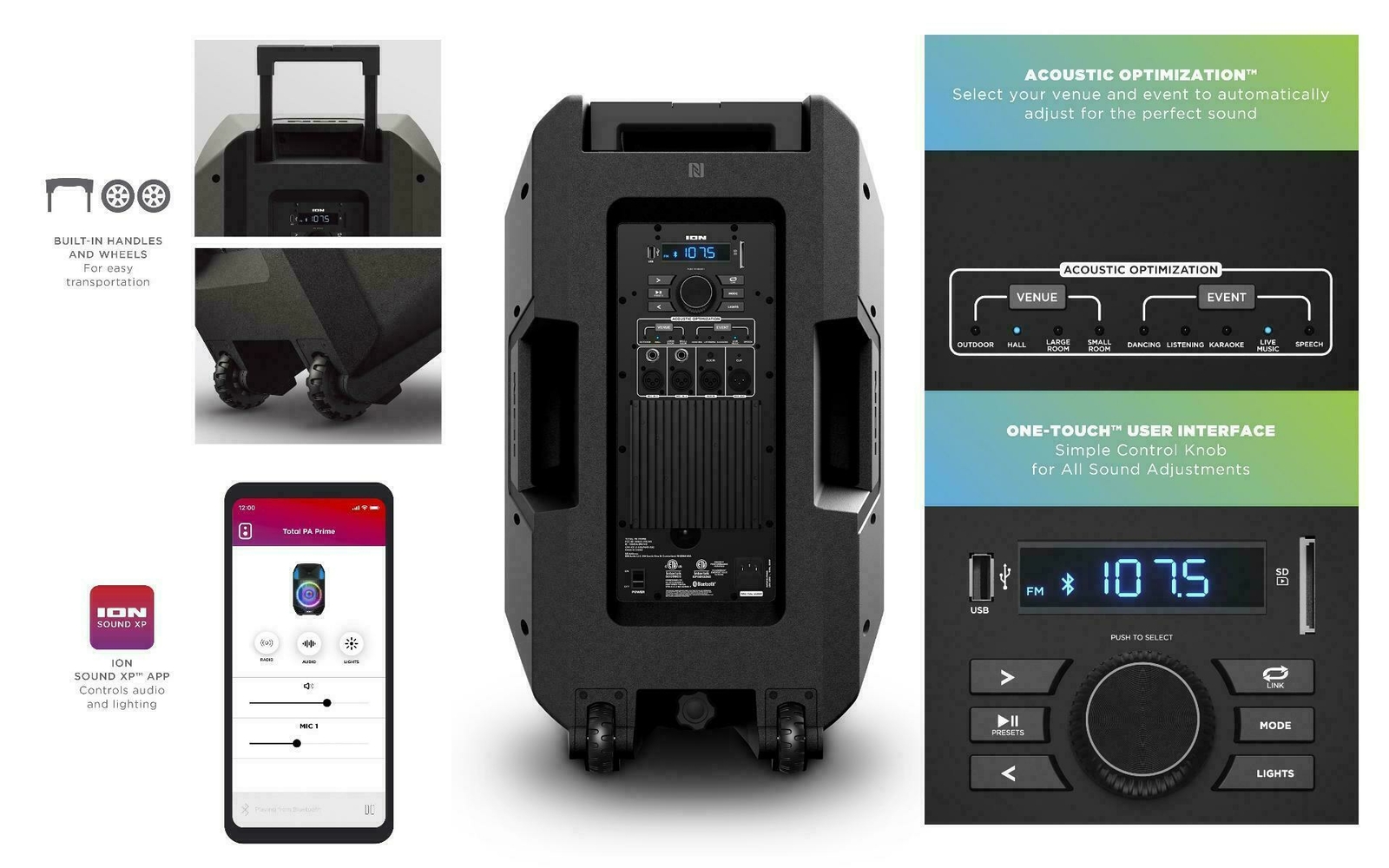 ION Total PA Prime - Wireless Bluetooth PA Speaker with Acoustic Optimization