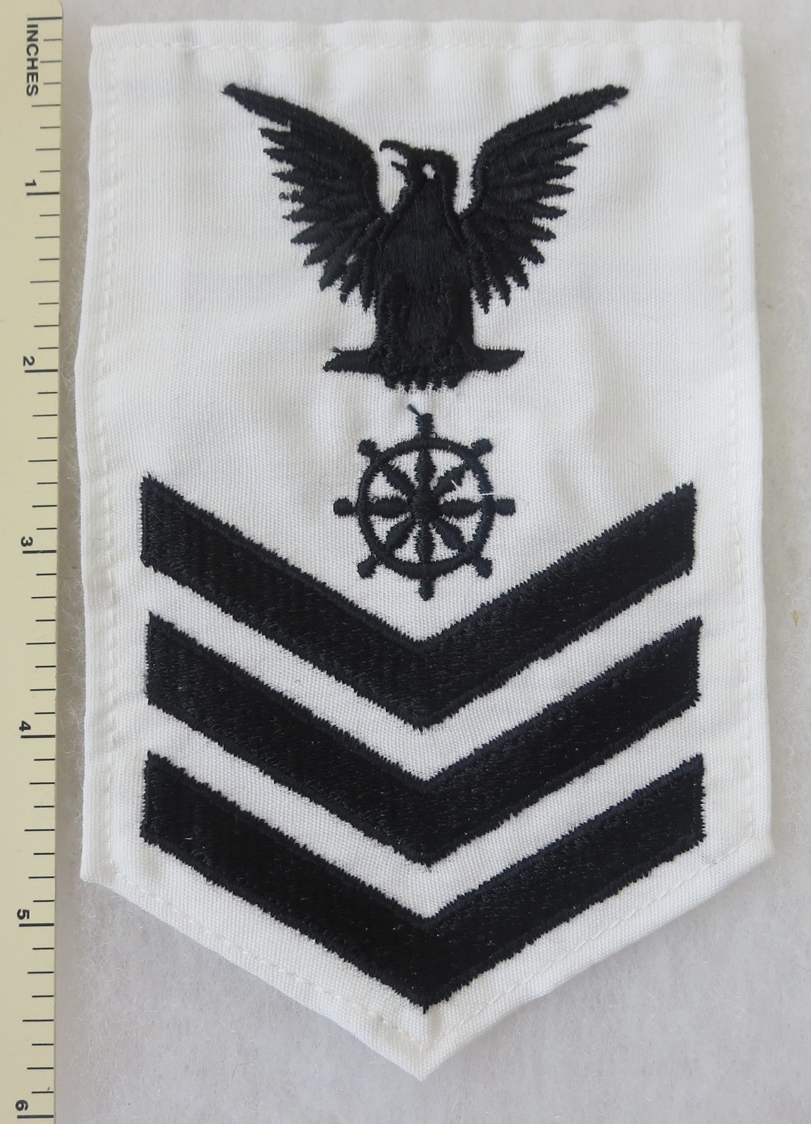 US NAVY QUARTERMASTER PETTY OFFICER PO RATE PATCH on White ORIGINAL