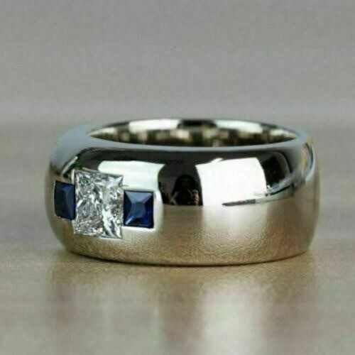 1.80 Ct Princess Cut White Diamond Lab-Created Wedding Ring 925 Sterling Silver