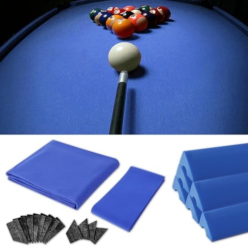 8ft Pool Table Replacement Kit, Pool Table Bumpers (Set of 6) BULE WITH CLOTH