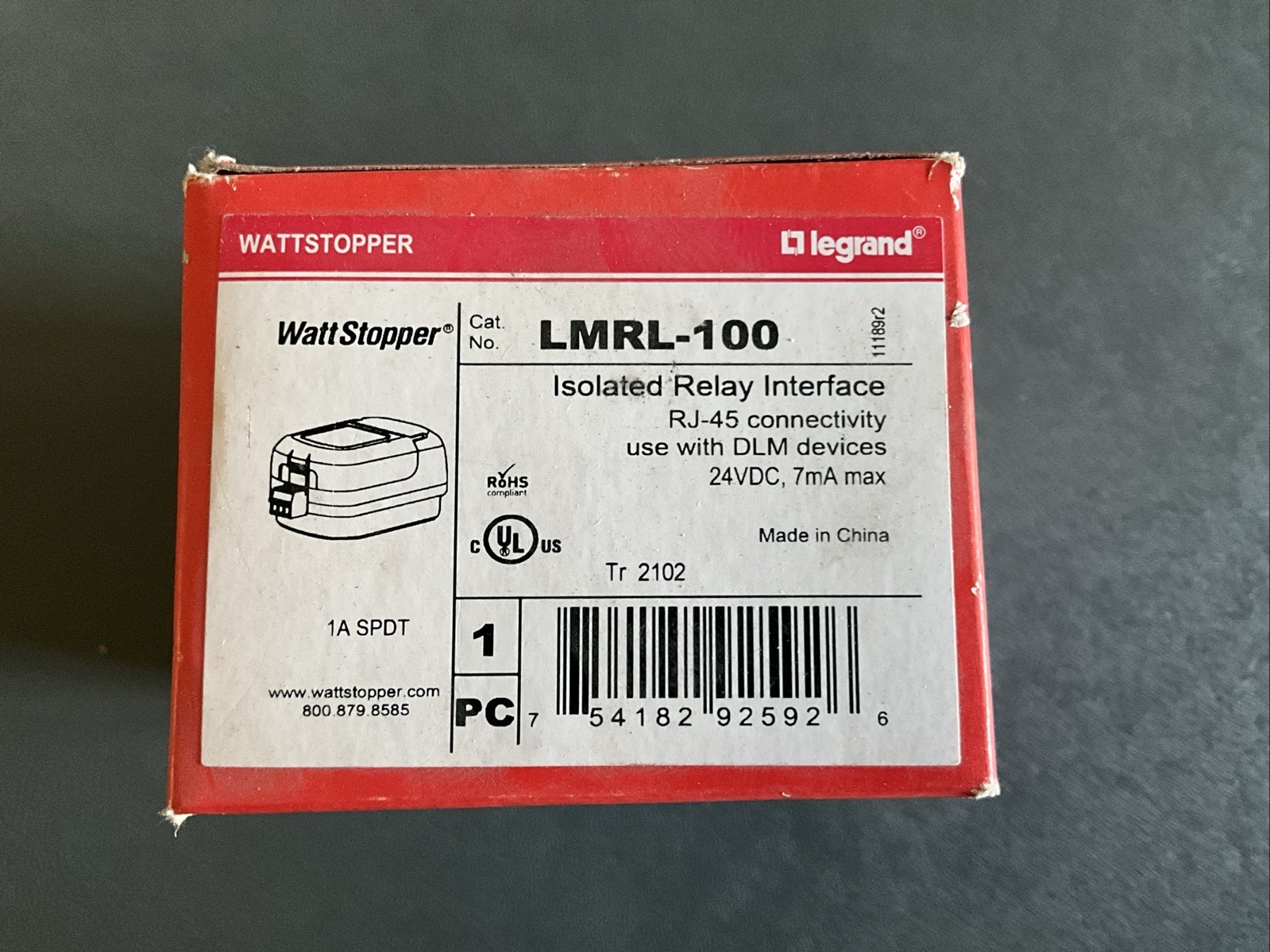 WATTSTOPPER LMRL-100 ISOLATED RELAY INTERFACE DLM SYSTEM 24VDC 7mA
