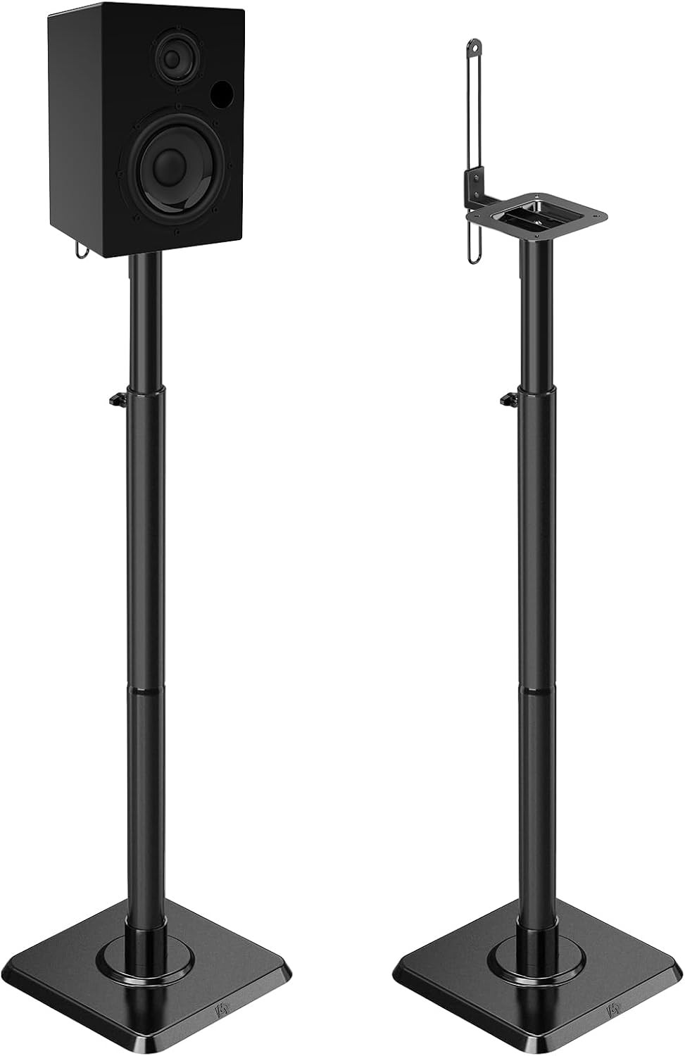 Black Alloy Steel Speaker Stands, Height Adjustable Bookshelf