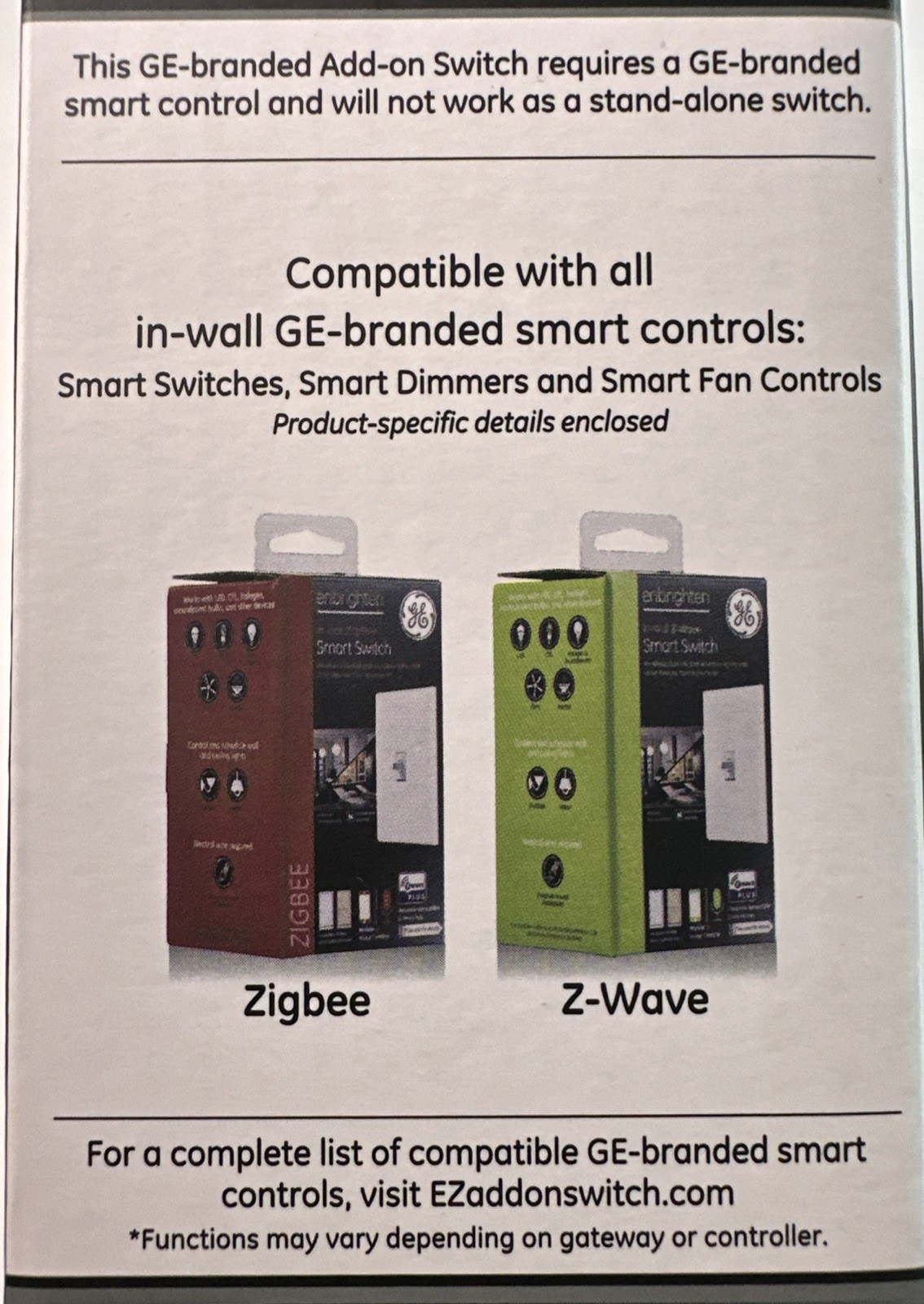2X GE Enbrighten Add-On Switch With QuickFit And SimpleWire, Toggle, White 46200