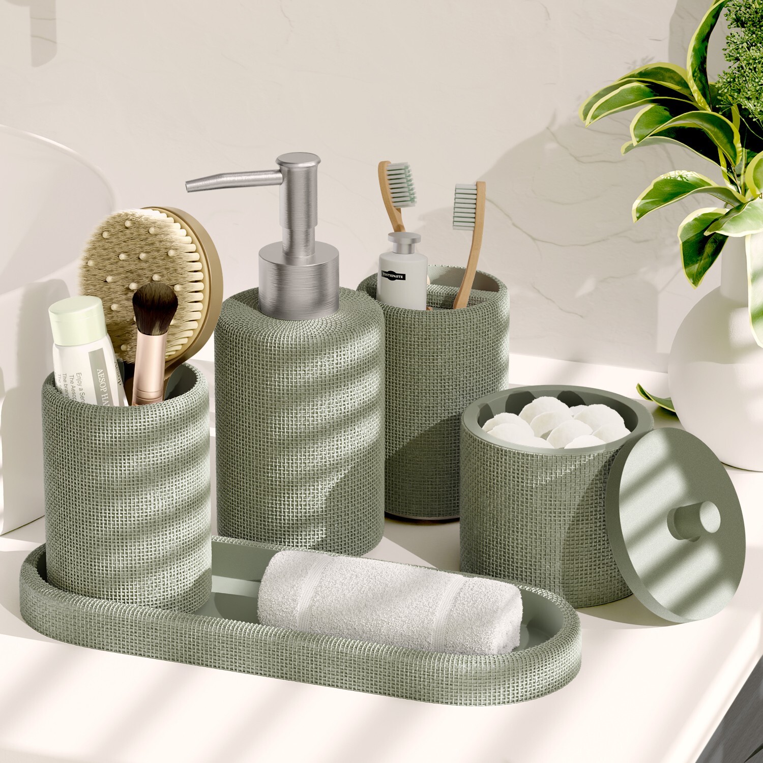 19 Piece Bathroom Accessory Set, Complete Bathroom Sets with Shower Curtain Set