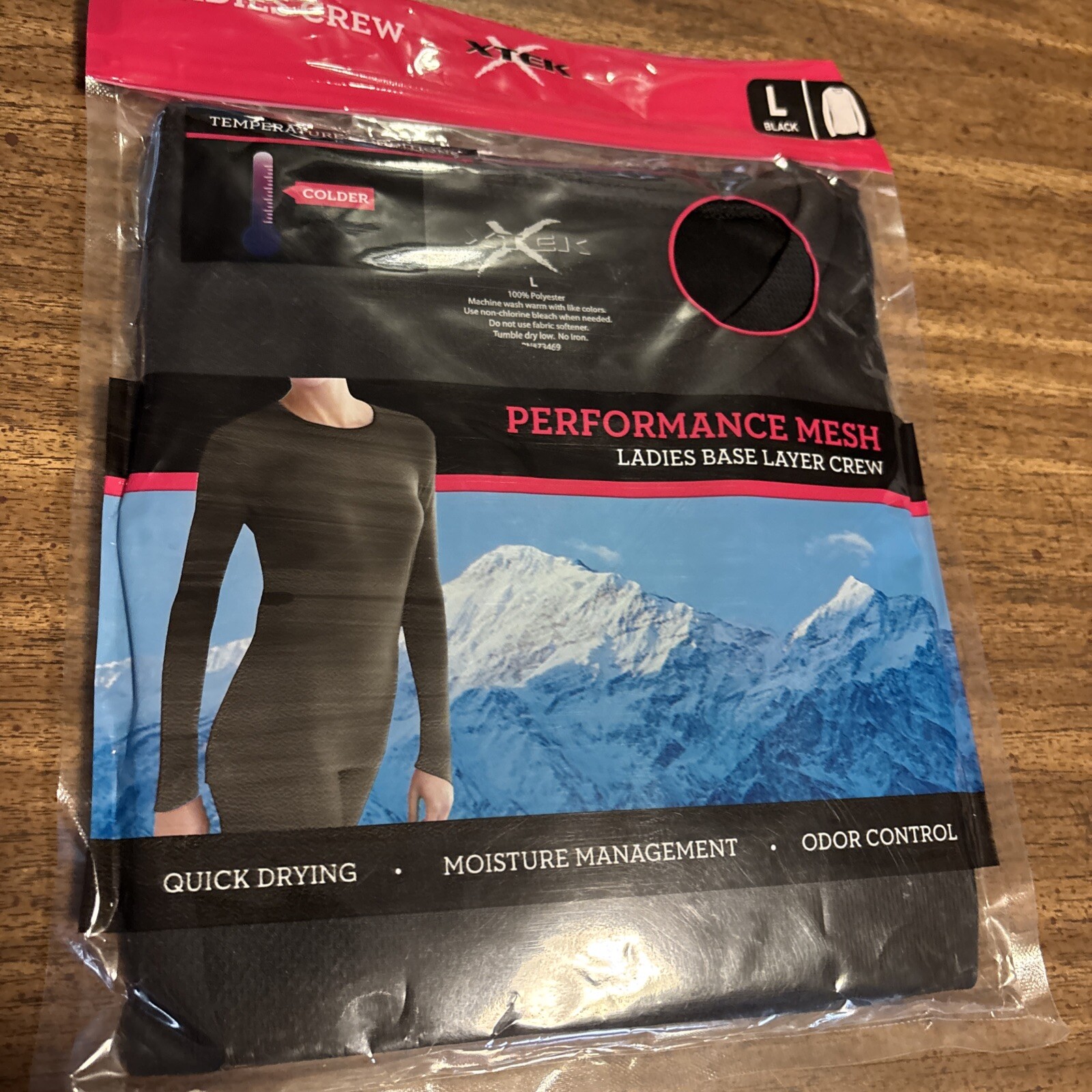 XTek Ladies Base Layer Top Long Sleeves Performance Mesh Black Size L