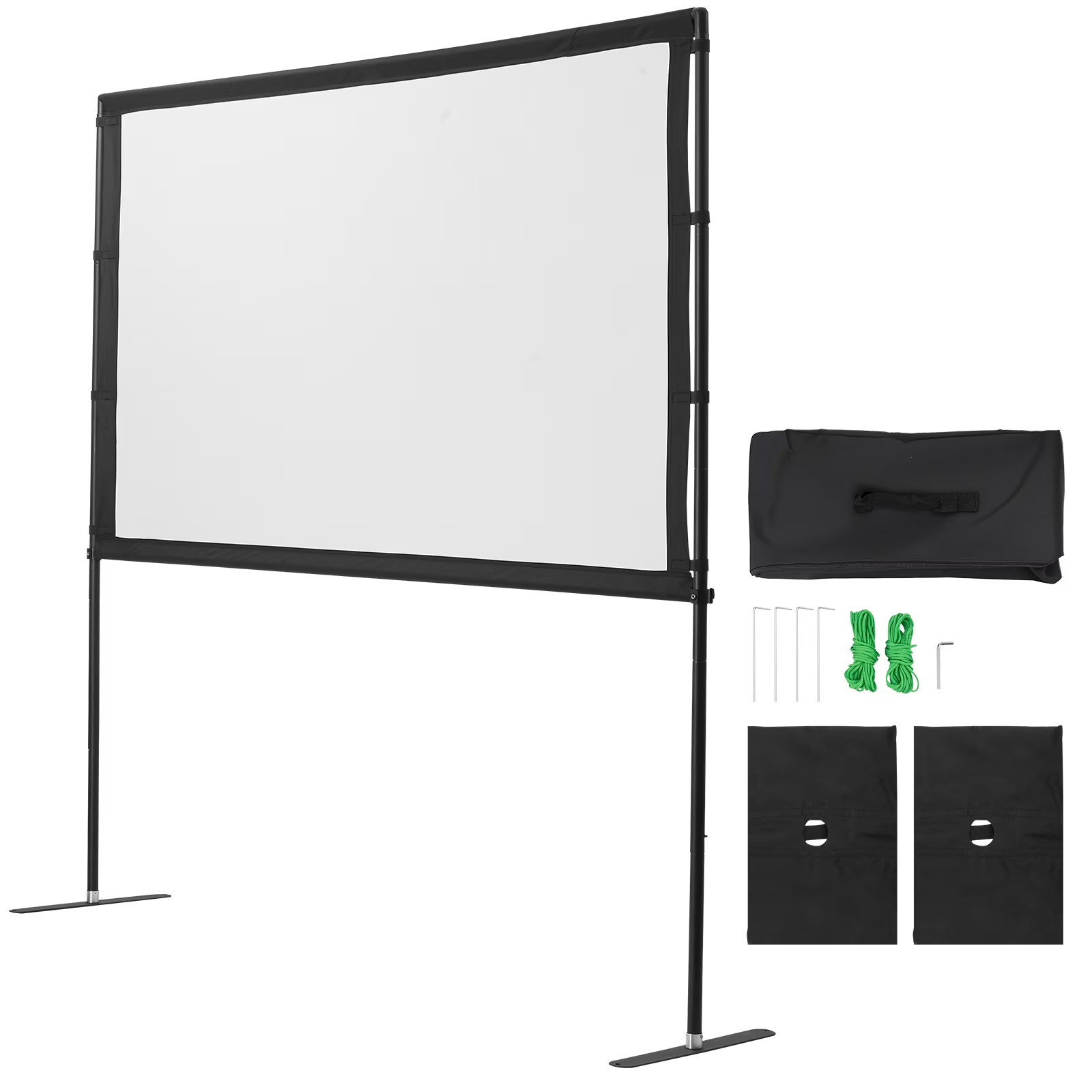 KFFKFF 80 Inch Projector Screen with Stand 16 9 HD for Indoor Outdoor