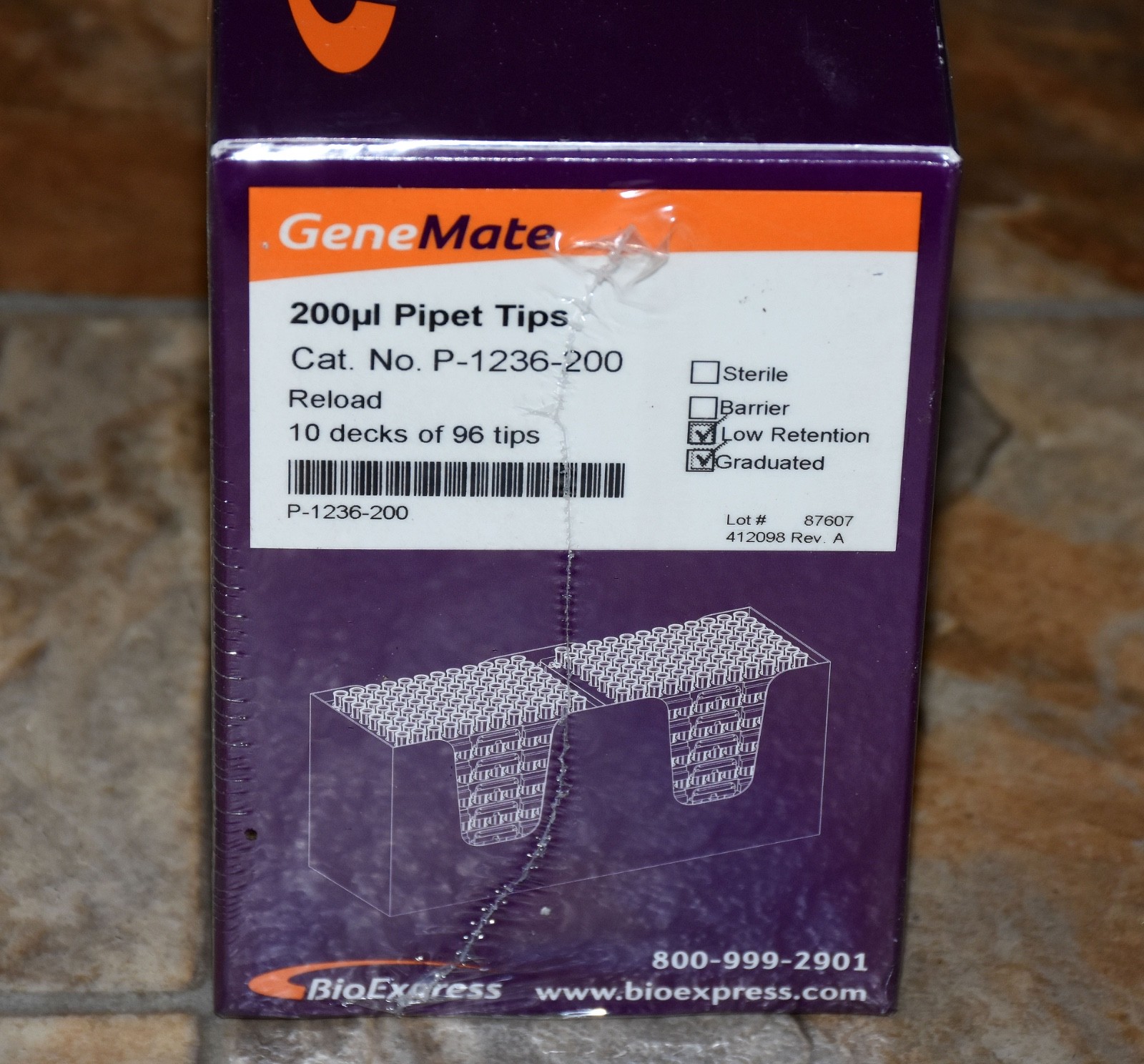 GeneMate P-1236-200 200uL Pipette Tips Reload Low Retention 960 Sealed