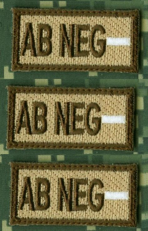 AFG-PAK JSOC SPECIAL WARFARE OPERATOR BLOOD-TYPE 1"X2" vel©®⚙ 3-TAB SET: AB NEG-