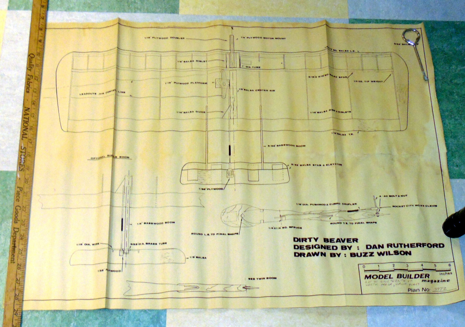 2 Model Airplane CL Combat Plans, 1/2 A Dirty Beaver and Fox Feathers