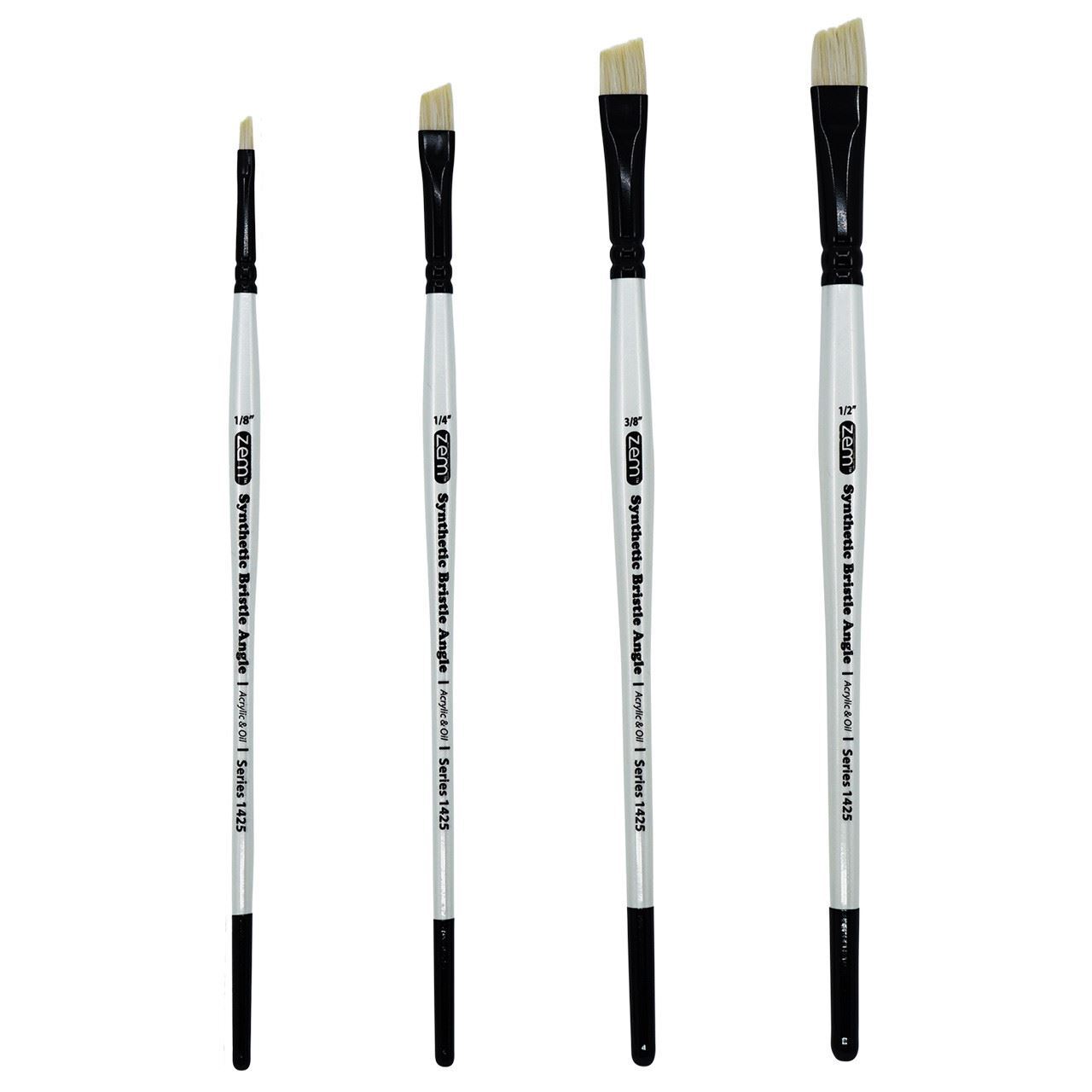 AS-231 White Bristle Synthetic Angles Brush Set 4 pcs