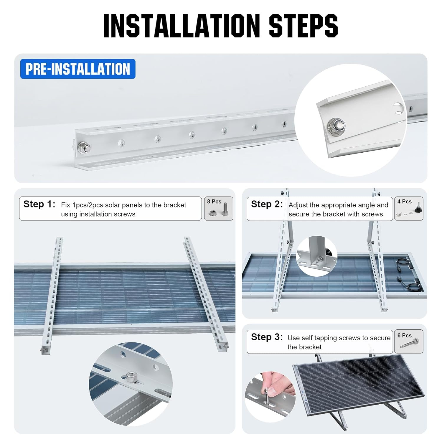 2 Sets 45Inch Solar Panel Mount Brackets Adjustable Tilt Mount Brackets, Suitabl