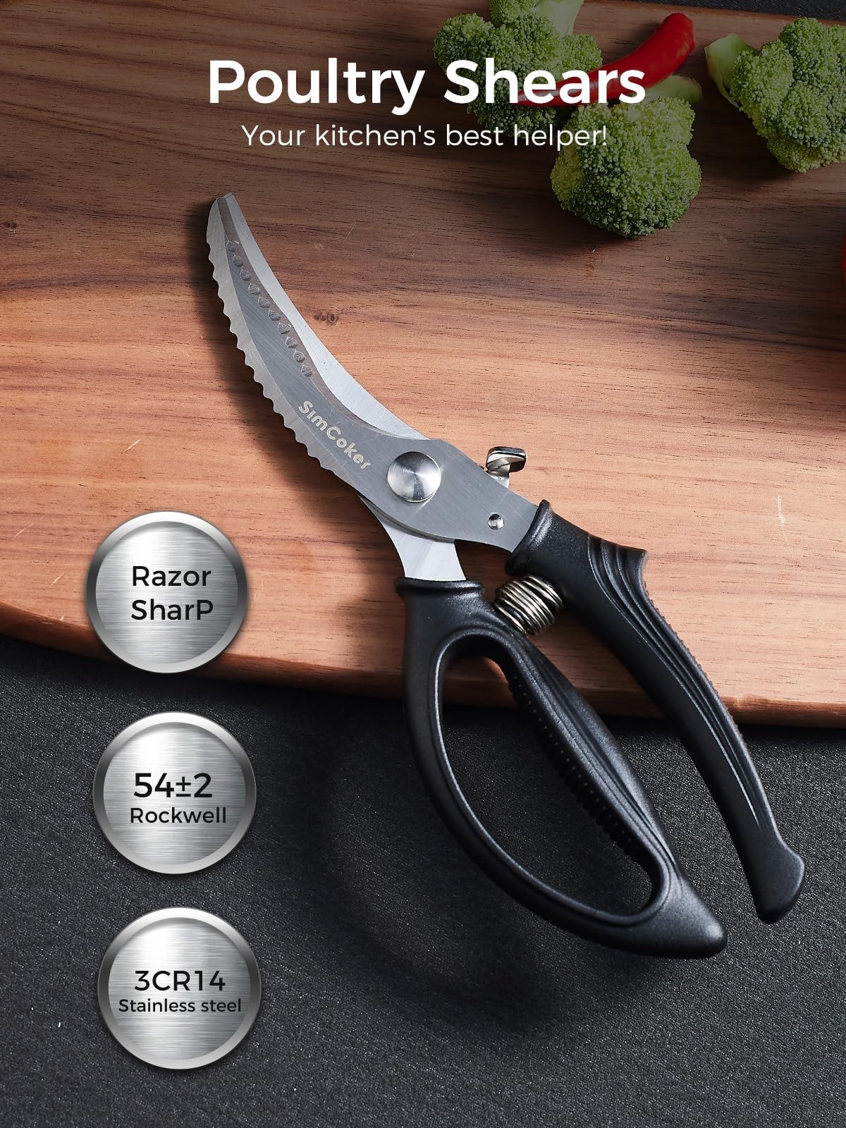 Heavy Duty Poultry Shears, Kitchen Scissors for Meat Chicken Bone Fish, Spring