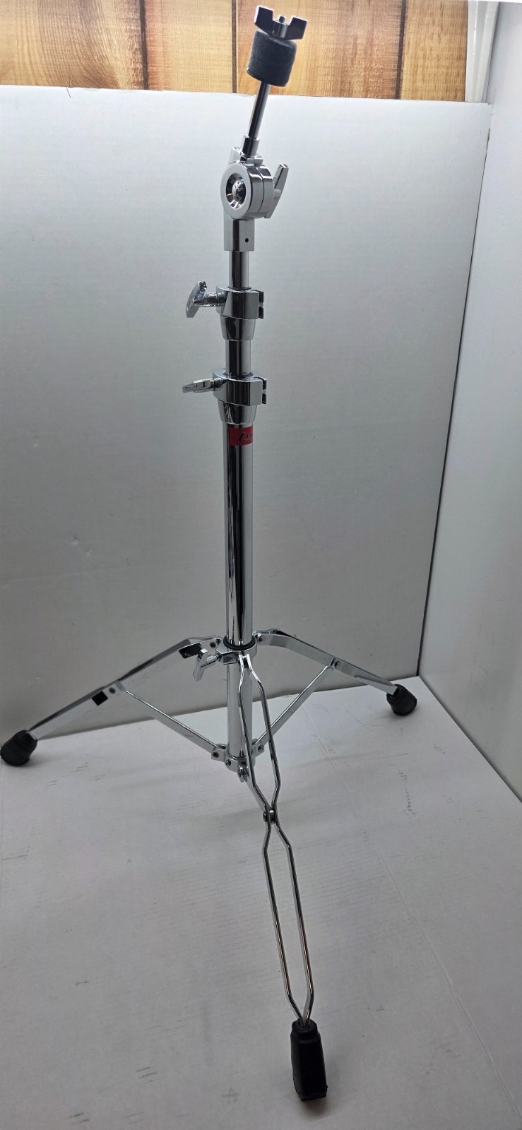 LUDWIG RED LABEL CYMBAL STRAIGHT STAND DOUBLE BRACED HEAVY DUTY DRUM SET CHROME