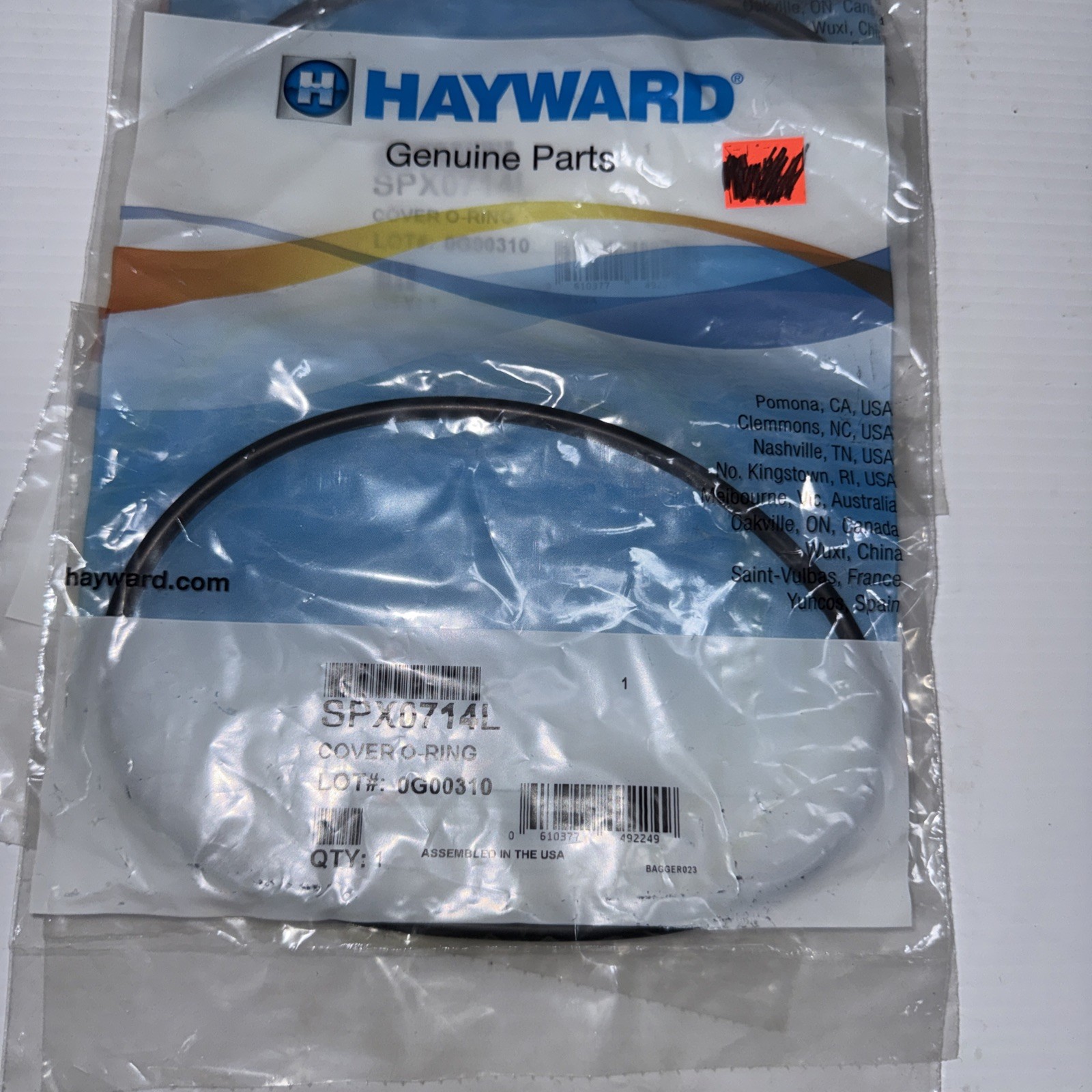 Hayward SPX0714L Cover O-ring Replacement for Hayward Multiport Valves NIP