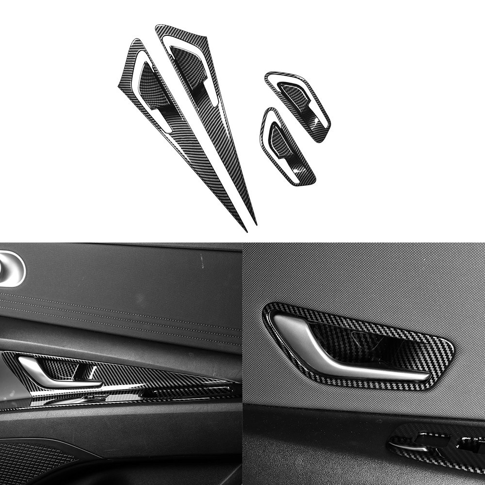 Carbon Fiber Inner Door Handle Bowl Panel Cover Trim For Hyundai Elantra 2021-26
