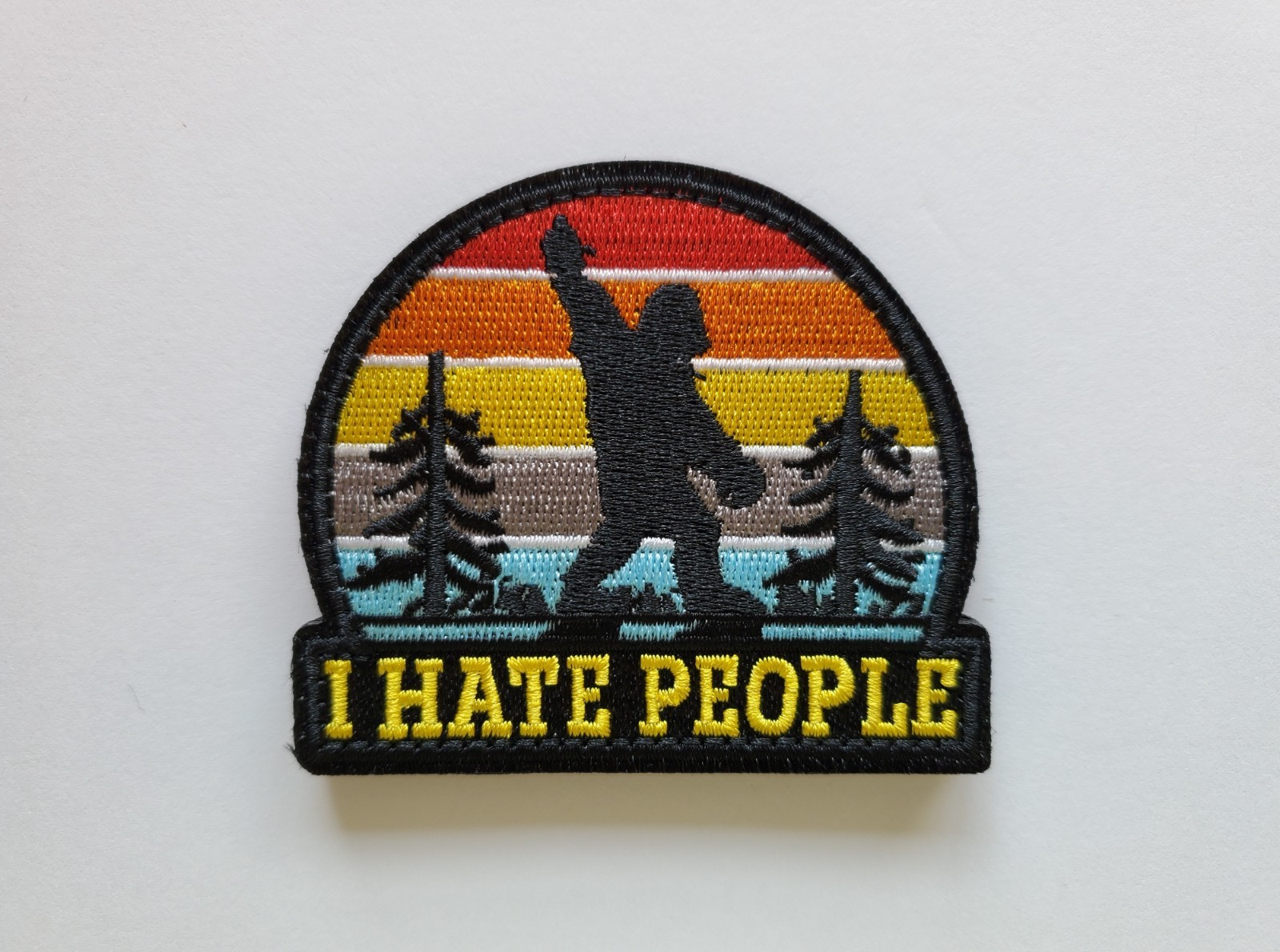 Bigfoot Sasquatch I Hate People Embroidered Morale patch Hook & Loop Backing NEW