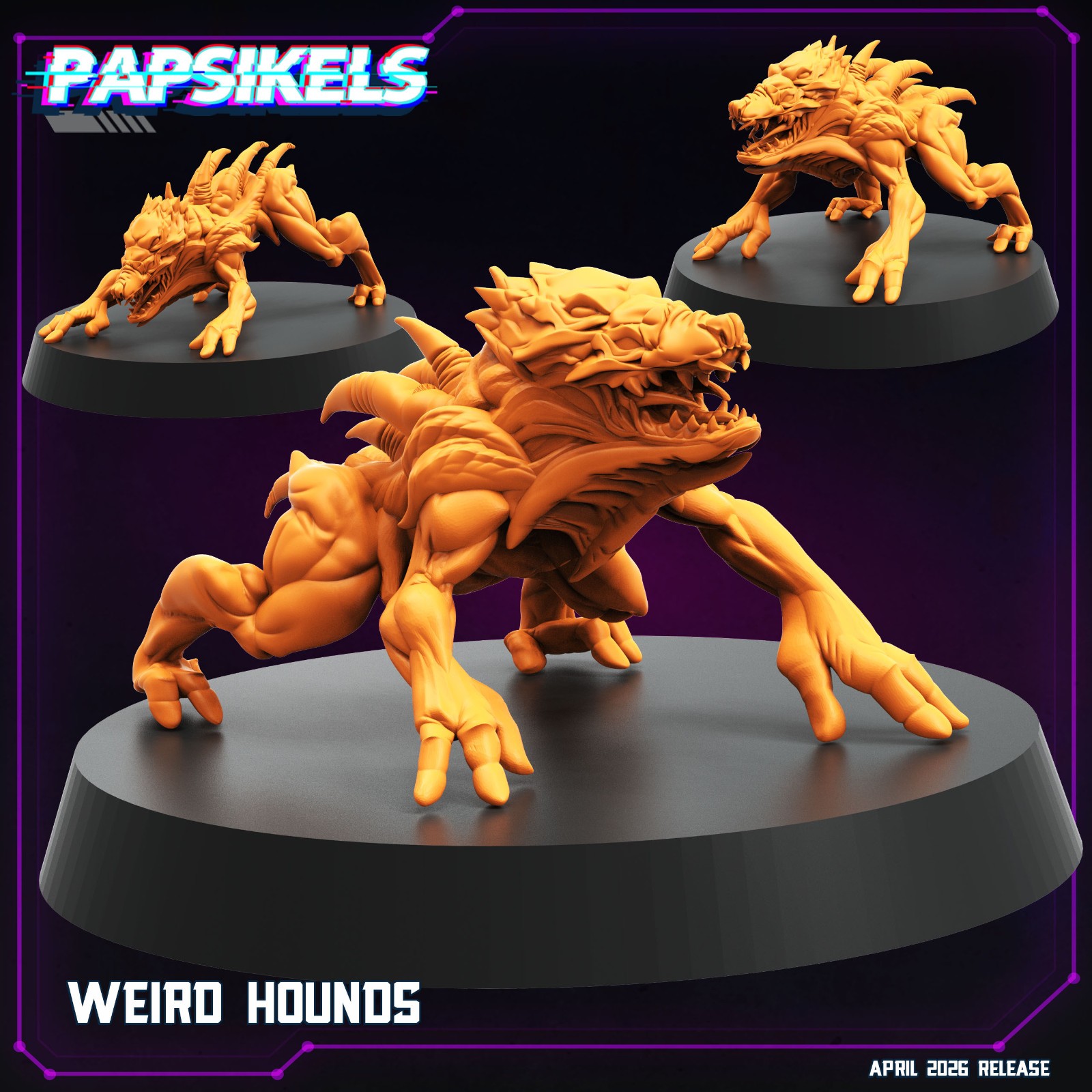 Papsikels Weird Hounds Set of 3 Resin Sci-Fi Alien Beast Miniatures