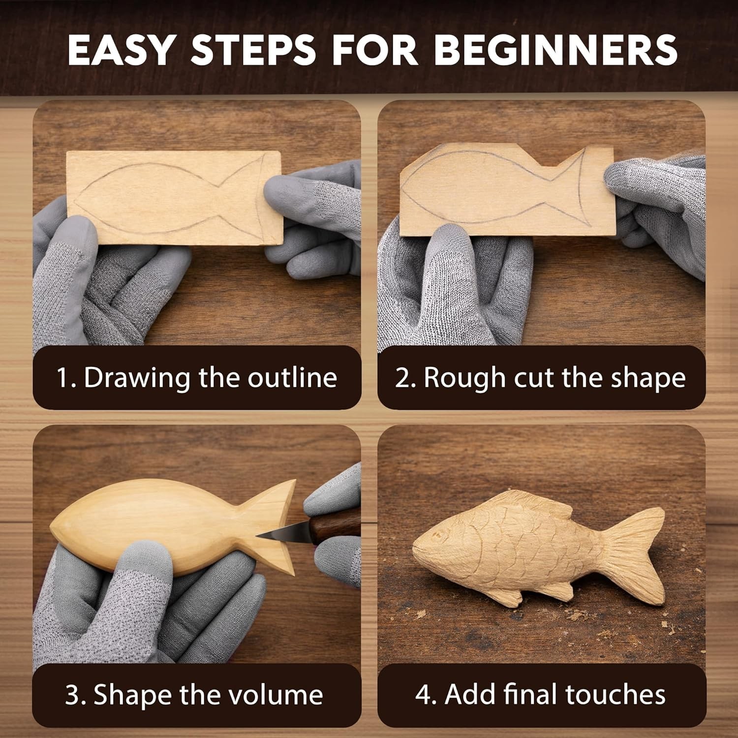 Complete Wood Carving Kit for Beginners - Gift Ready Wood Carving Tools Set | Wh