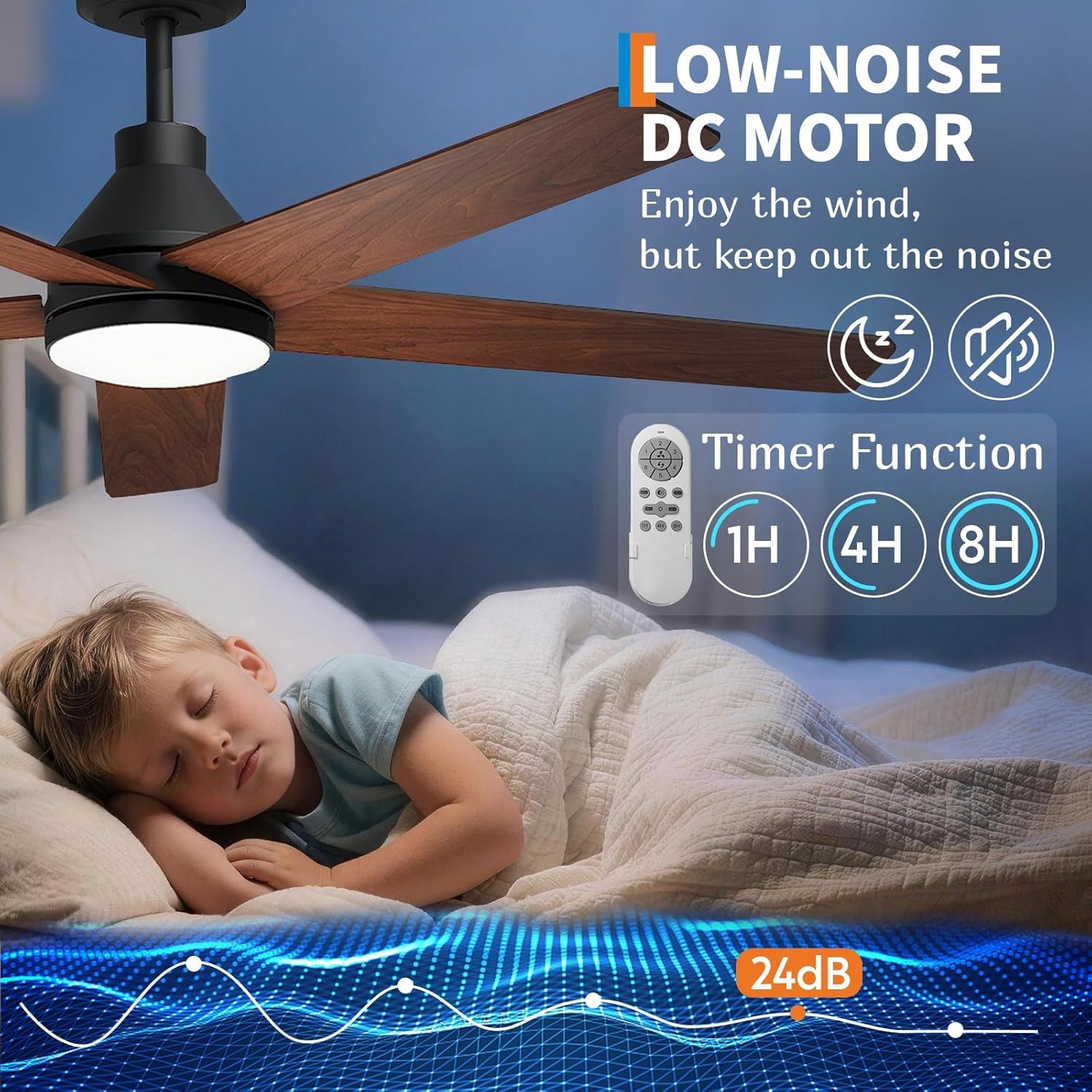 52" Ceiling Fan with Lights 3CCT Dimmable LED 6 Speeds 5 Blade with Remote Timer