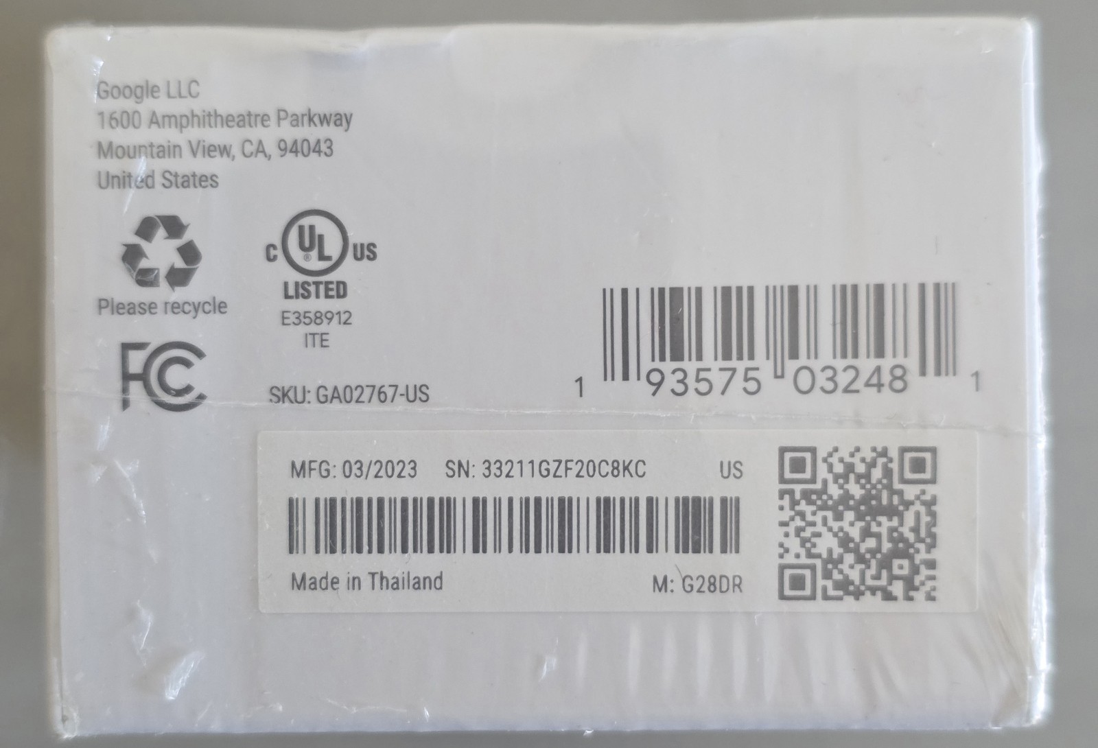 GOOGLE NEST DOORBELL WIRED 2ND GENERATION VIDEO DOORBELL SECURITY CAMERA