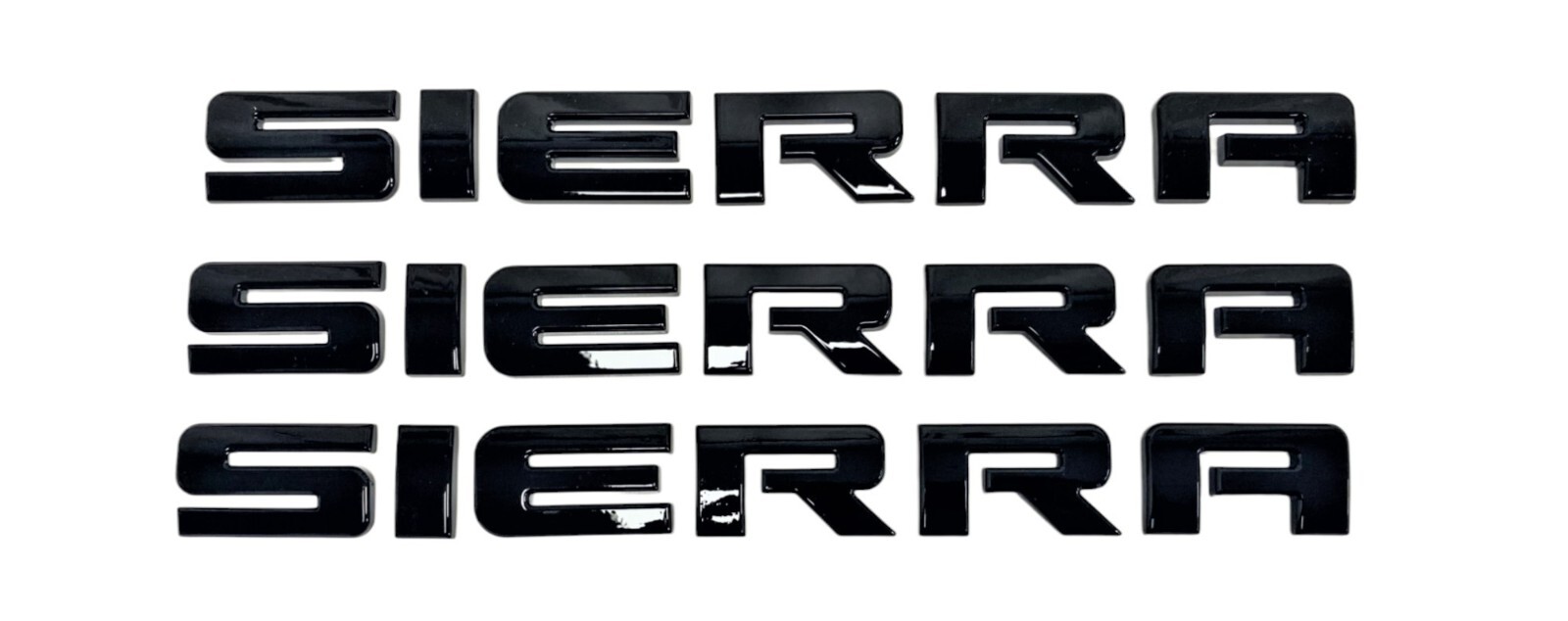 3PC BLACK SIERRA REPLACEMENT FOR GMC EMBLEM FRONT DOOR TAILGATE BADGE NAMEPLATE