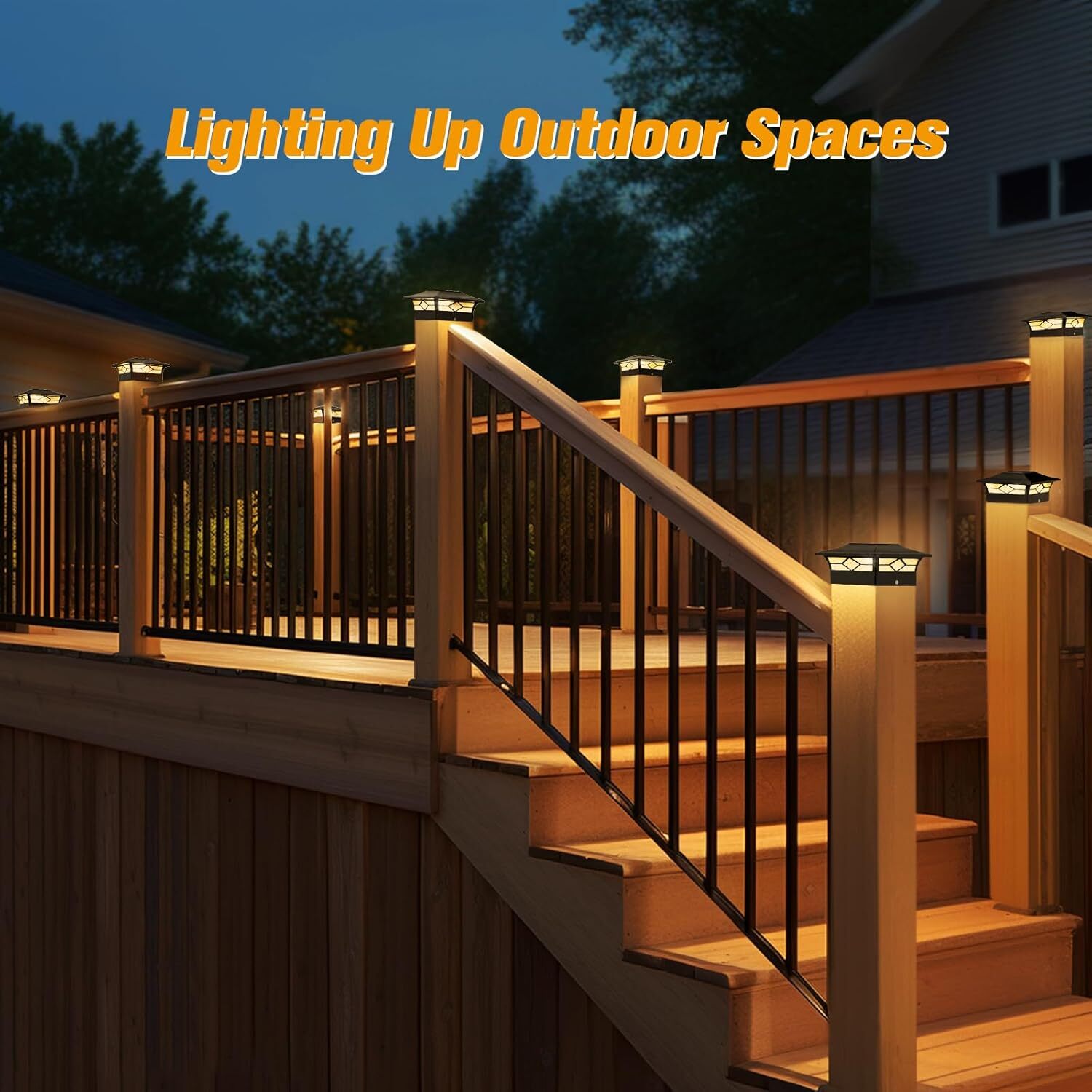 2/4/6 Pack Solar Post Deck Cap Lights Outdoor Garden Fence Landscape Lamp Vinyl