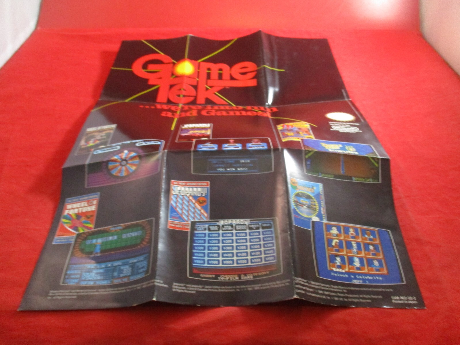 GameTek Nintendo NES Fldble Promo Poster Insert ONLY Jeopardy Wheel of Fortune P