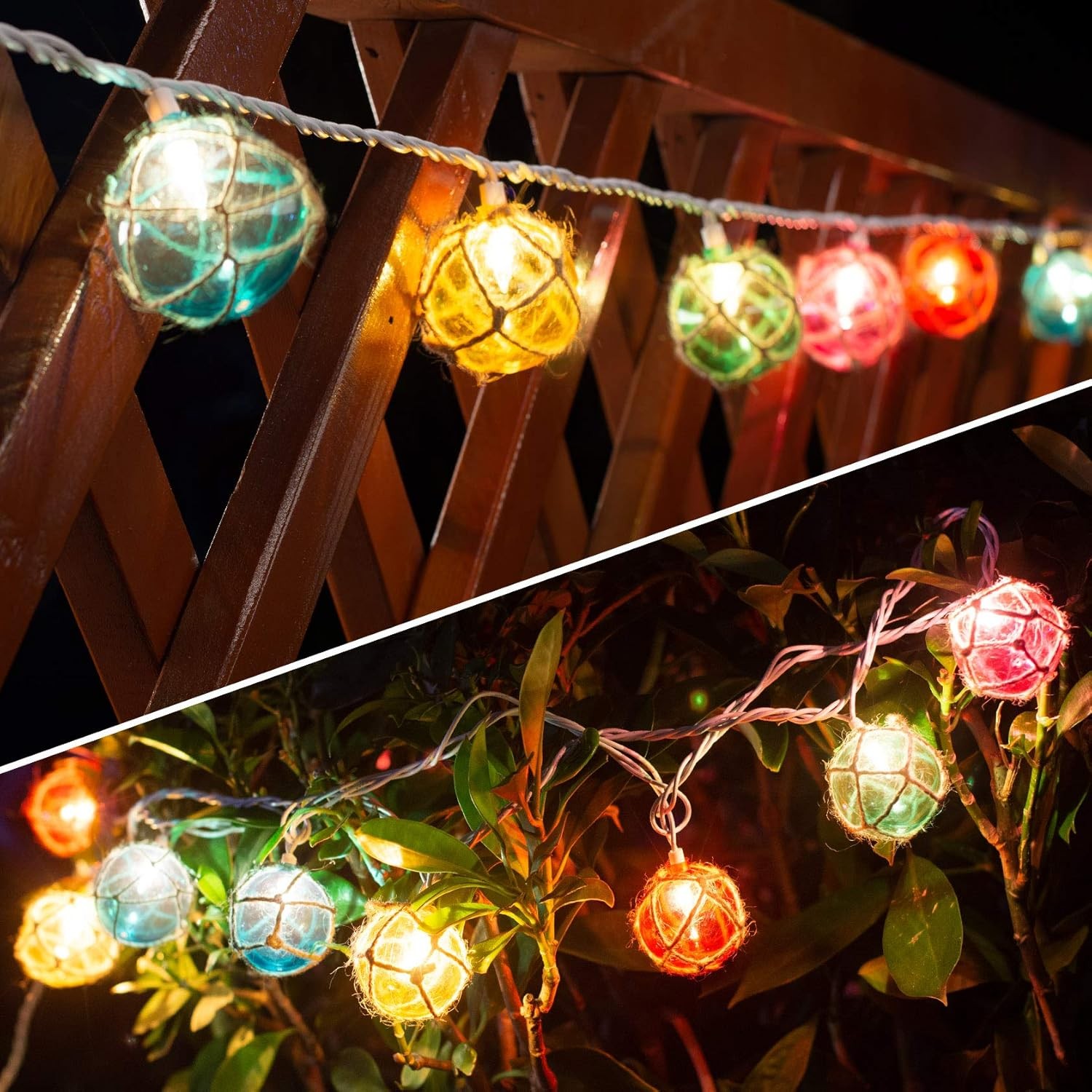 Nautical Fishing Float String Lights, Beach Themed Buoy Lights Multicolor