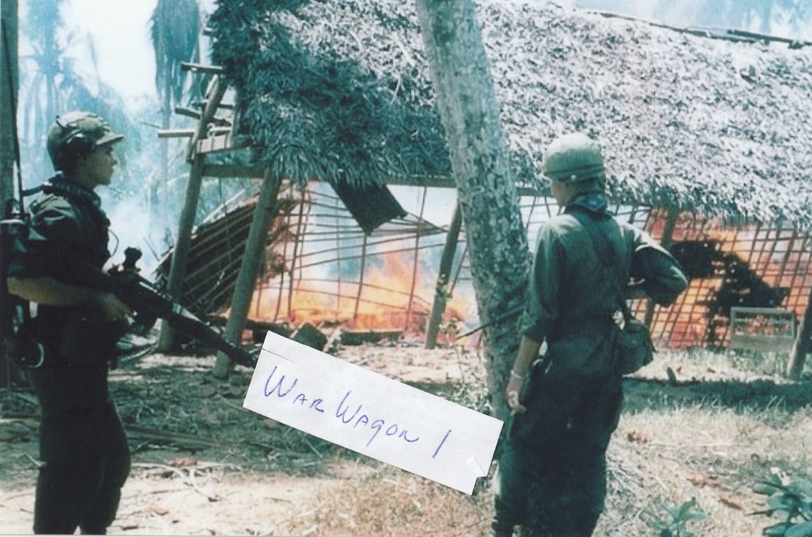 Vietnam  War  Photos --  Soldiers -Burning Village
